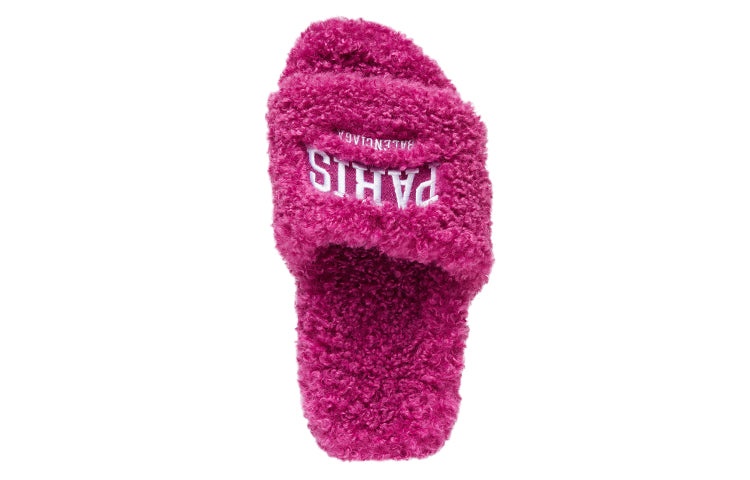 (WMNS) Balenciaga Cities Paris Furry Slides 'Pink' 654261W2DO25301 - 4