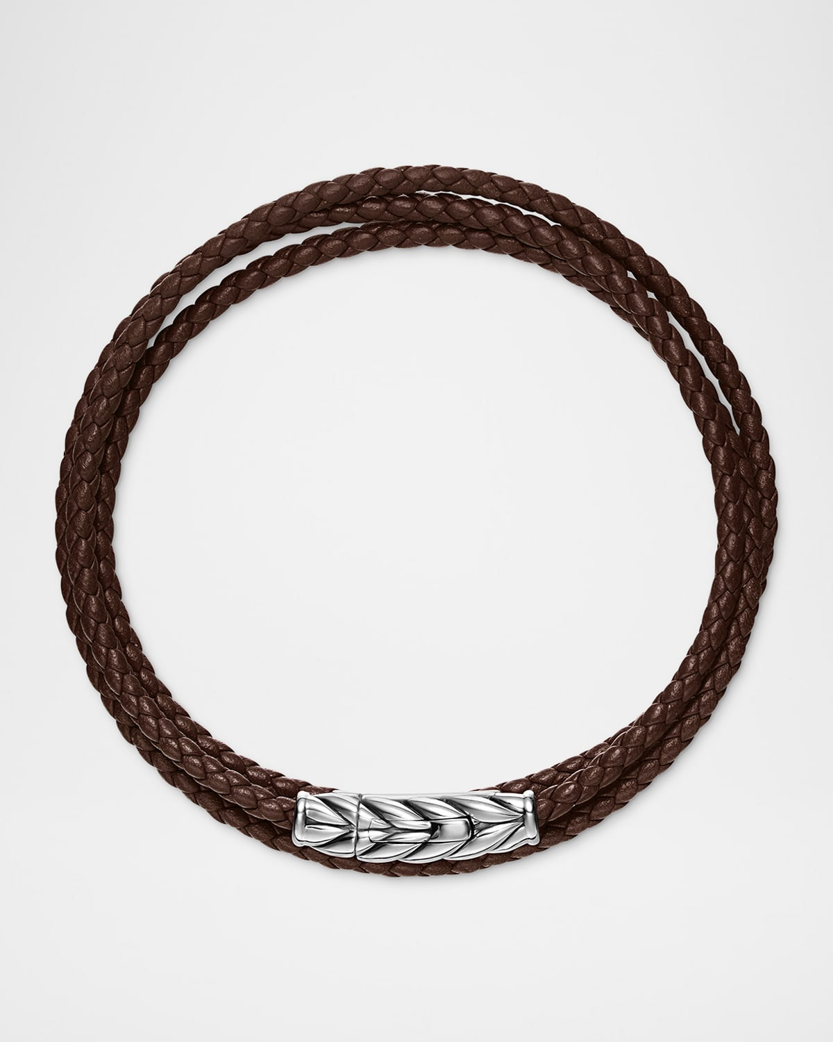 Men's Chevron Wrap Bracelet in Leather with Silver - 3
