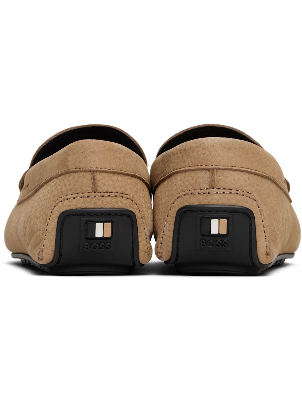 Beige Logo Embossed Faux-Suede Loafers - 2