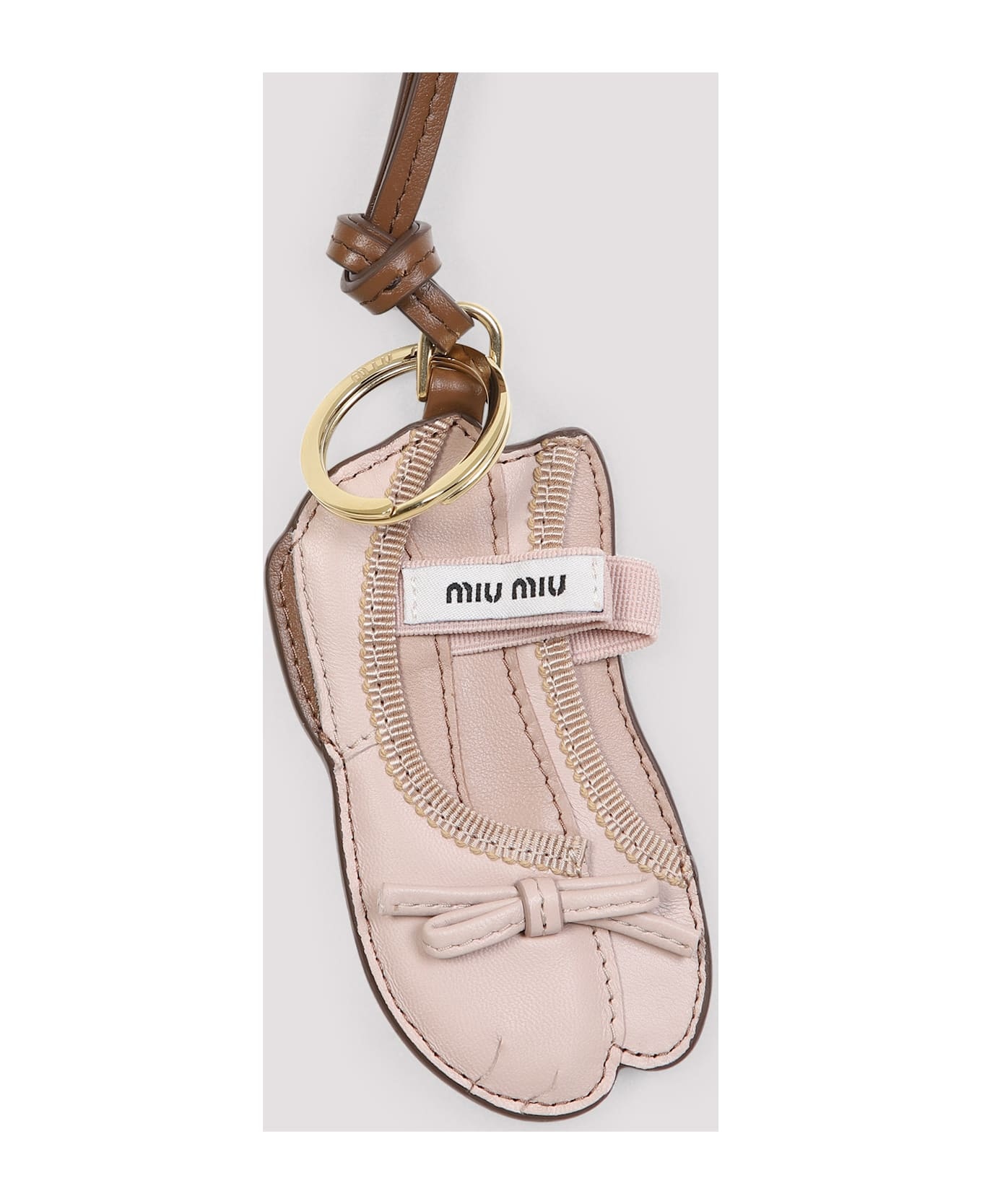 Pastel Pink Leather Keyring - 4
