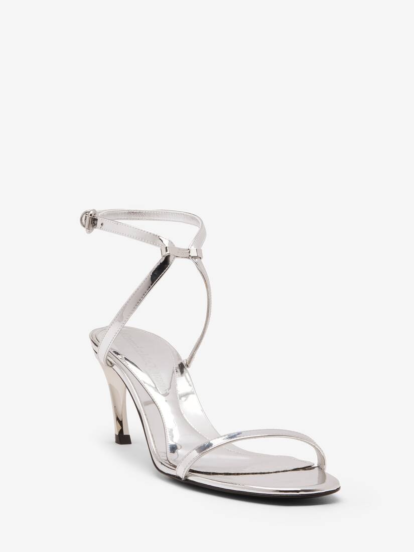 Women's Armadillo Metal Bar Sandal in Silver - 4