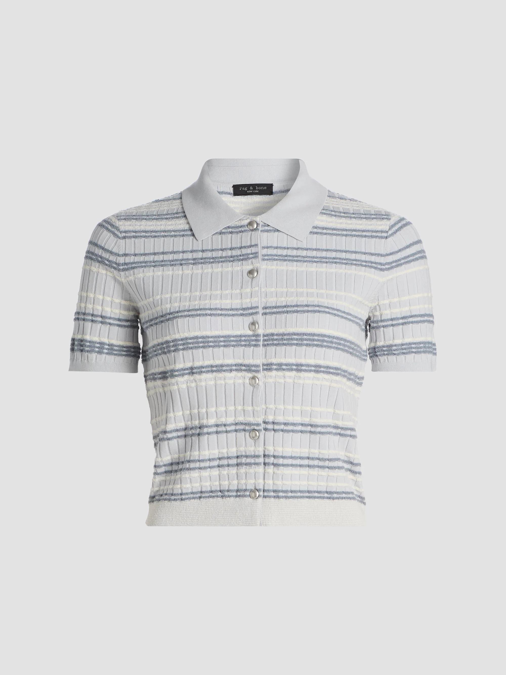 Women's Karina Striped Cotton-Blend Cardigan - Light Blue - 1