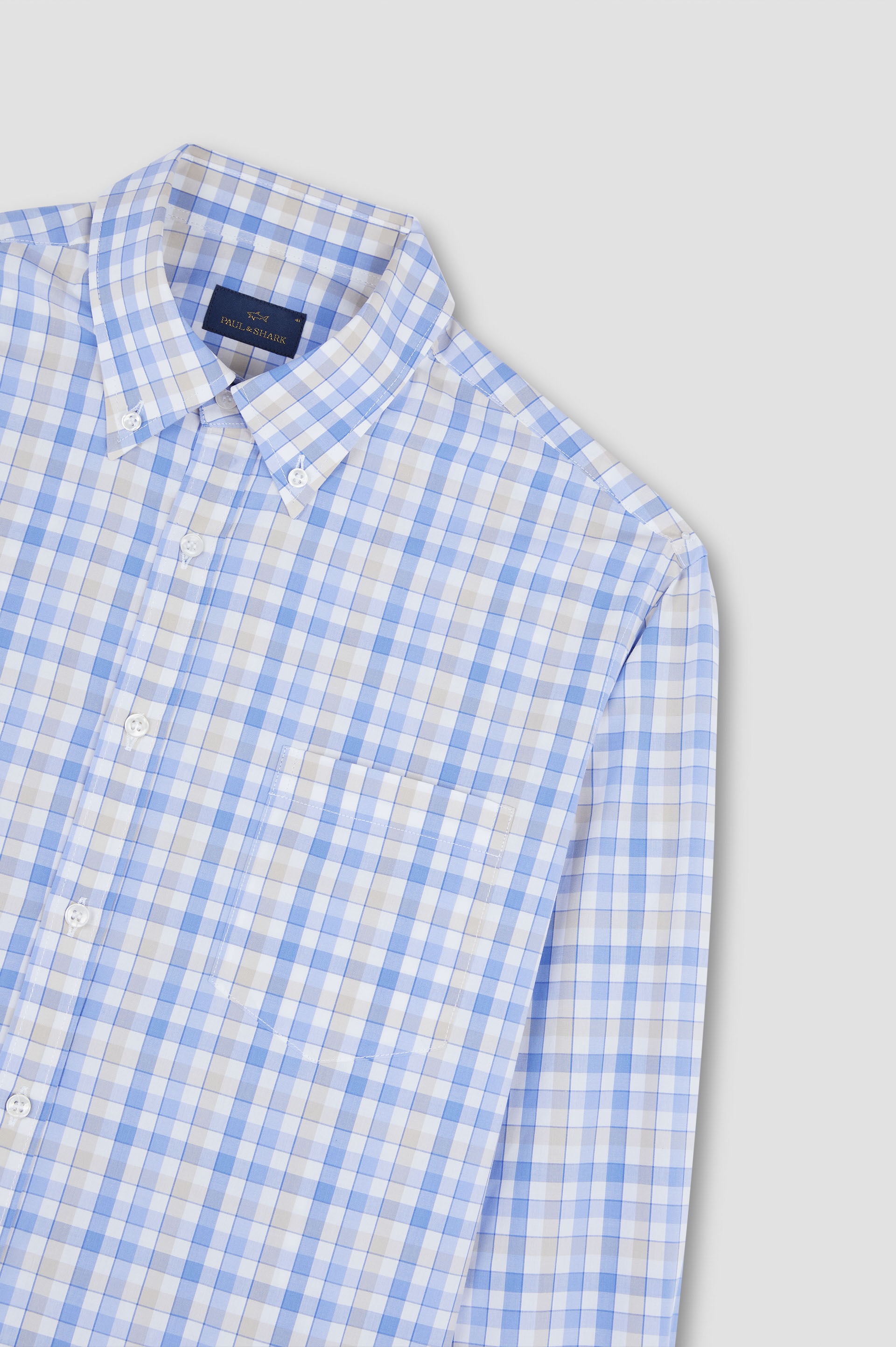 SOFT TOUCH COTTON POPLIN SHIRT WITH CHECK PATTERN - 5