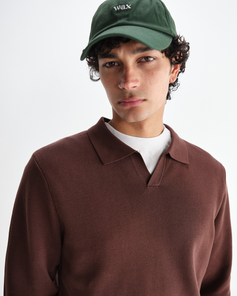 Carter - Brown Open Collar Milano Knit Polo 3