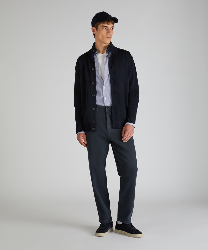 Slim-fit merino wool Bomber cardigan 5