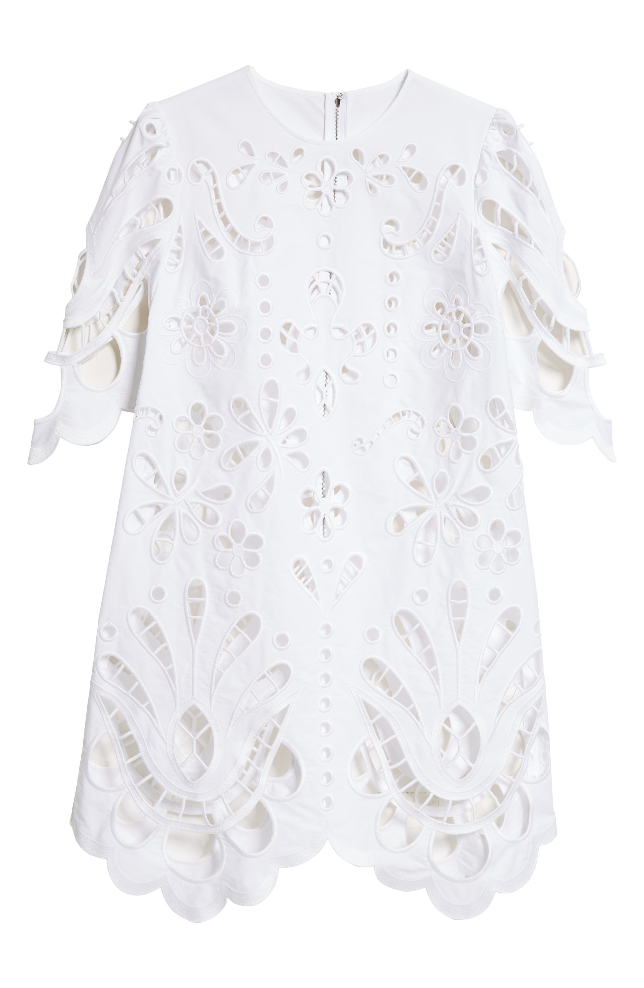 Dolce&Gabbana Openwork Embroidered Poplin Shift Dress in Bianco Ottico at Nordstrom - 5