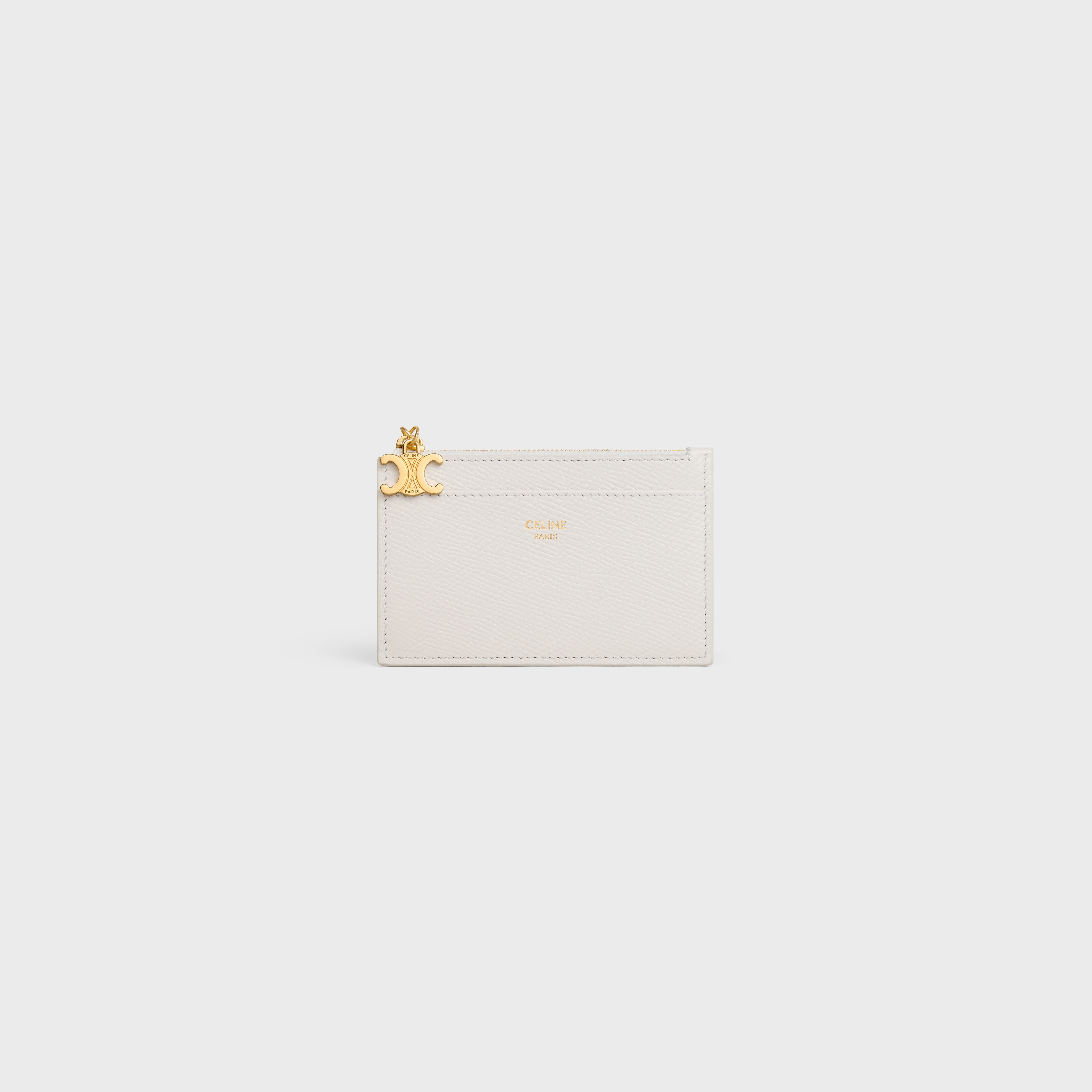 ZIPPED CARD HOLDER TRIOMPHE CHARMS IN GRAINED CALFSKIN - 1