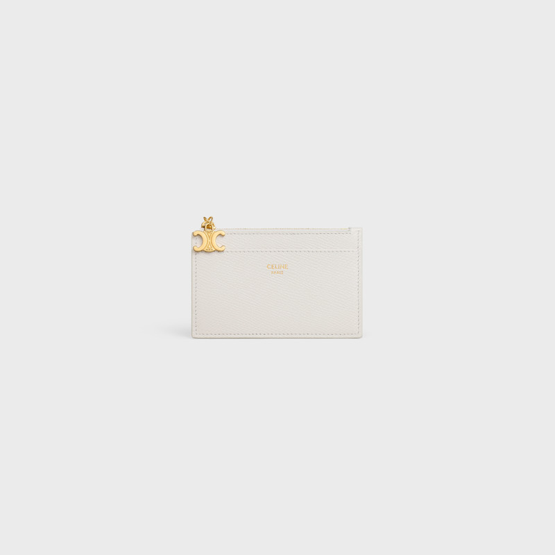 ZIPPED CARD HOLDER TRIOMPHE CHARMS IN GRAINED CALFSKIN 1