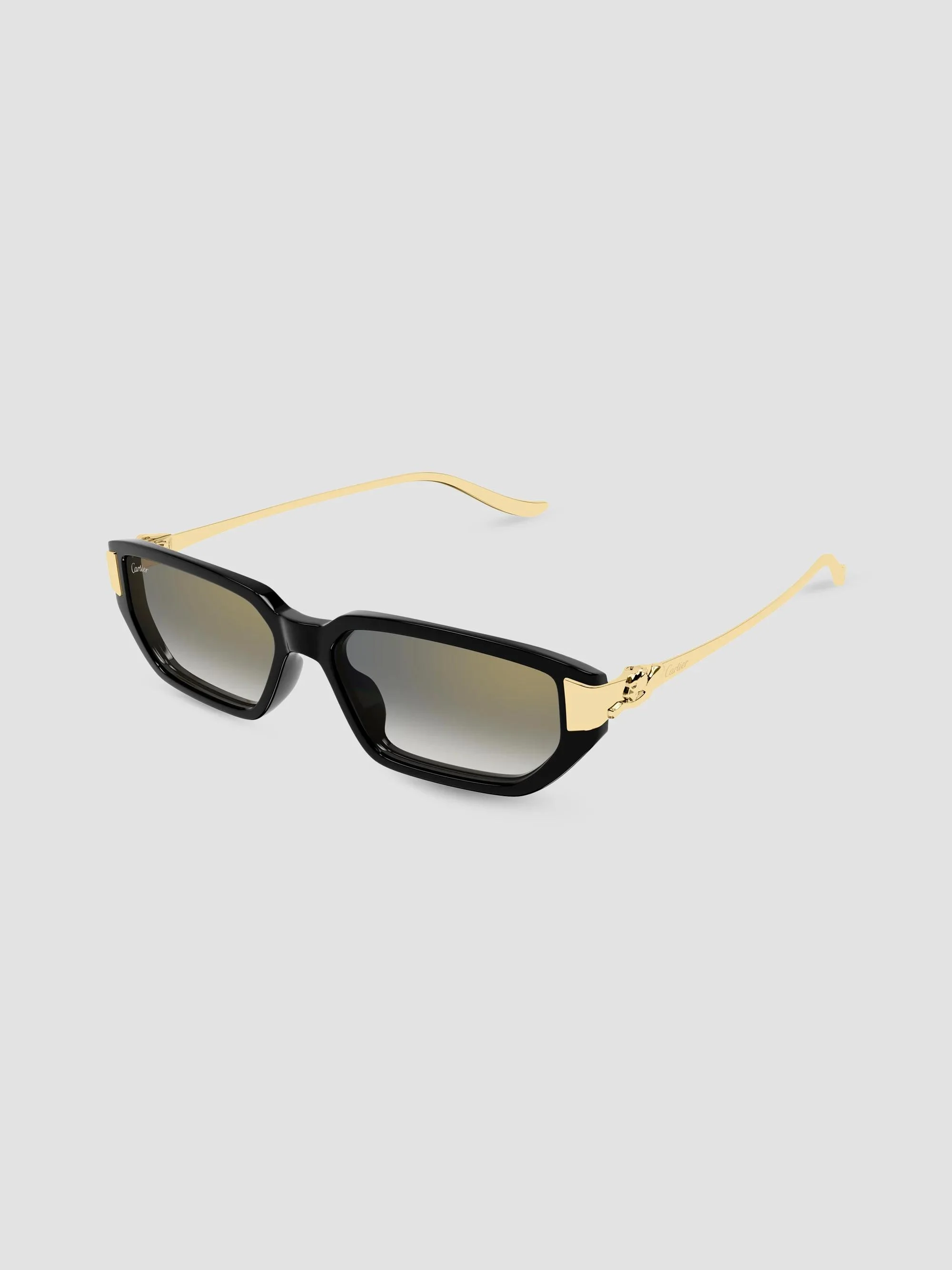 Women's Panthère De 54MM Panthère Classic 24 Carat Gold-Plated Metal Rectangular Sunglasses - Black - 1