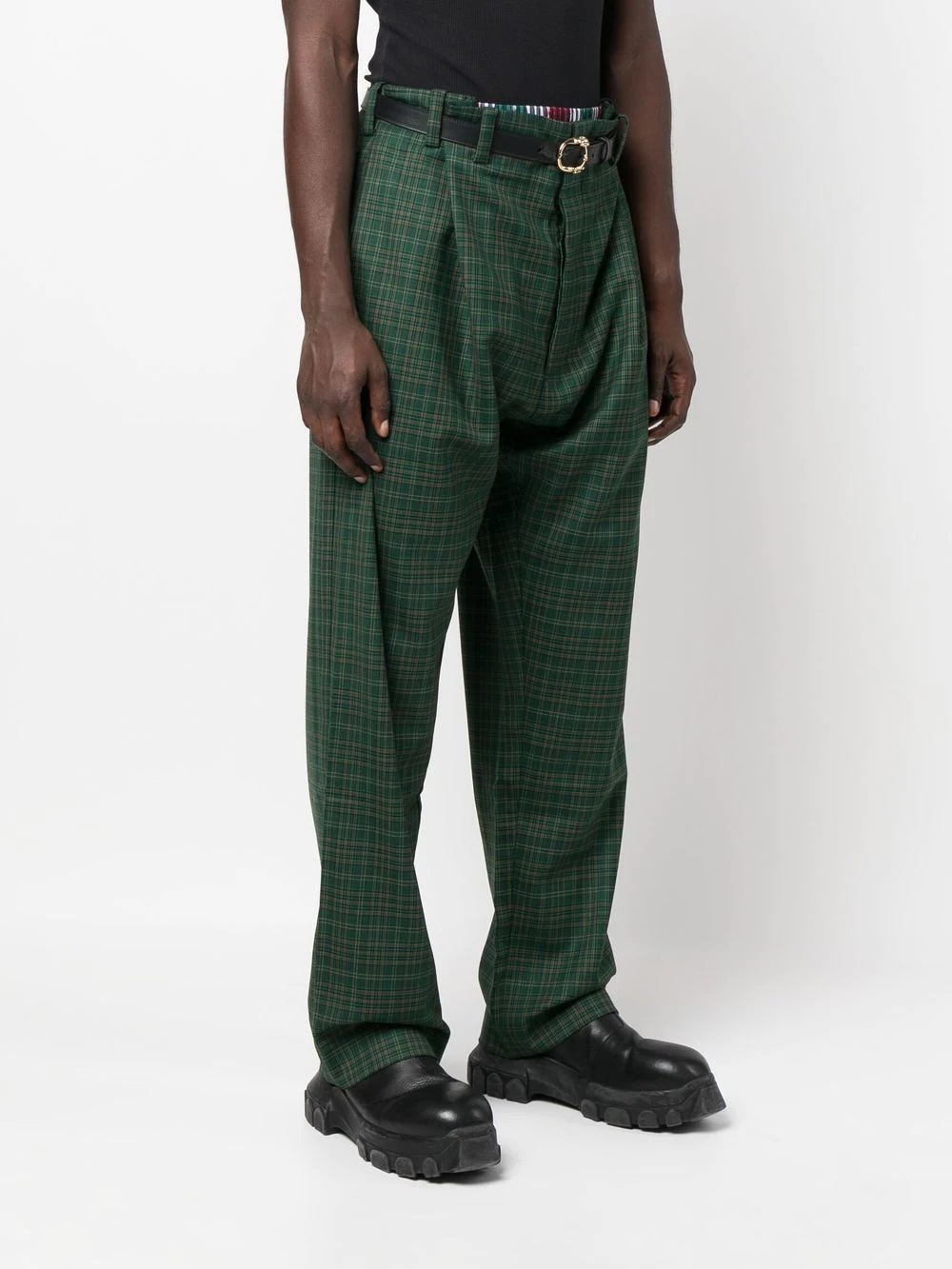 tartan-pattern tailored trousers - 3