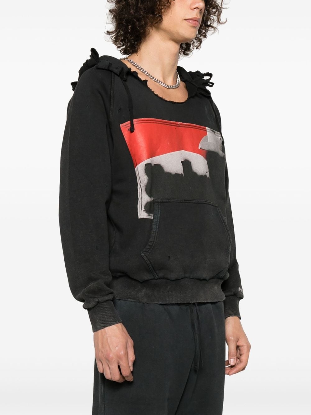 illustration-print distressed hoodie - 3