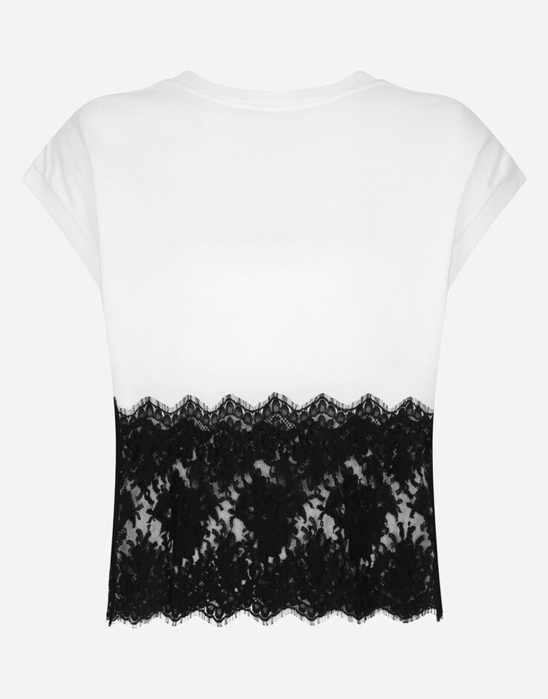 Dolce & Gabbana Jersey T-shirt with DG logo and lace details outlook