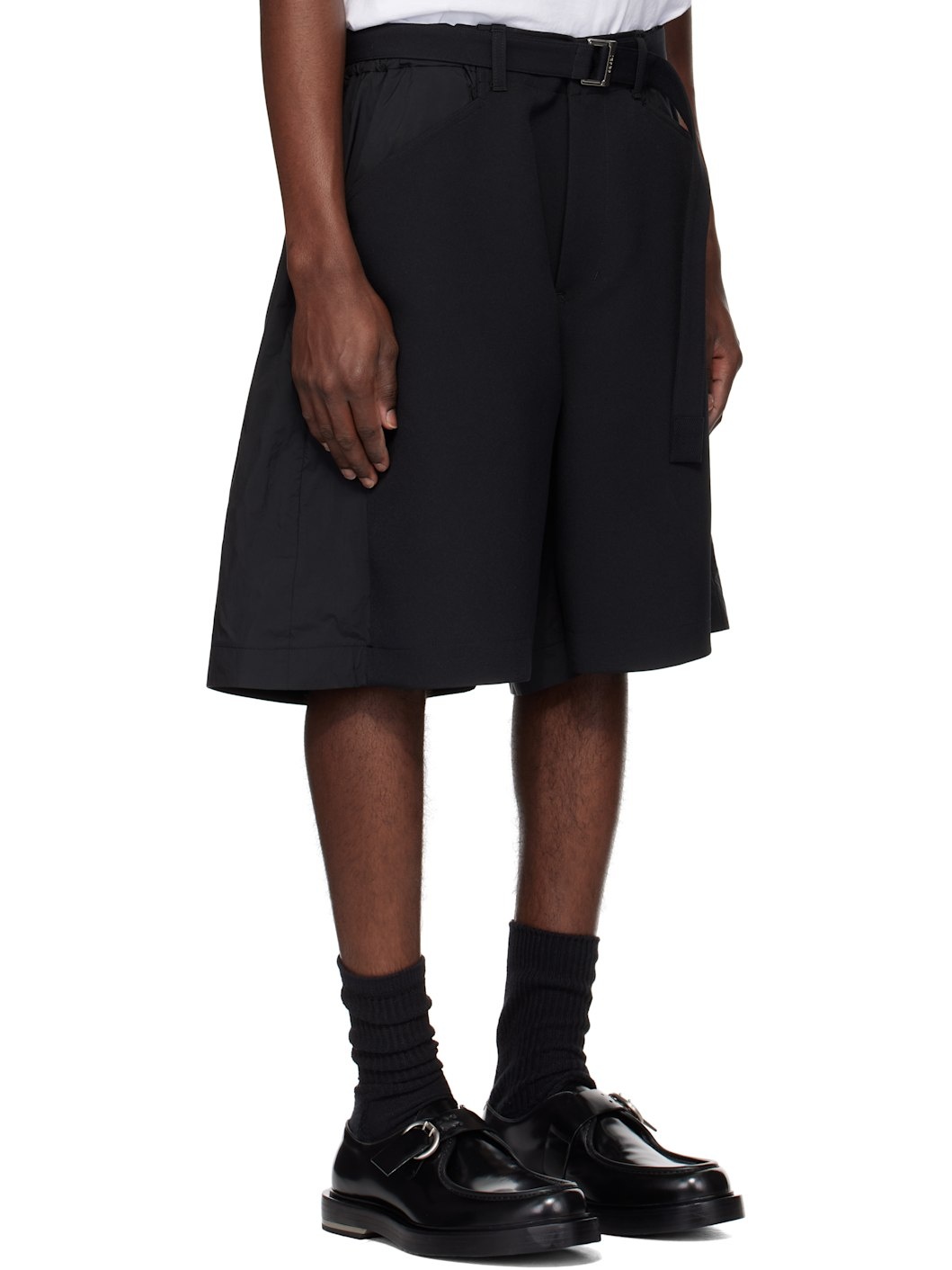 Black Matelasse Twill Mix Shorts - 2