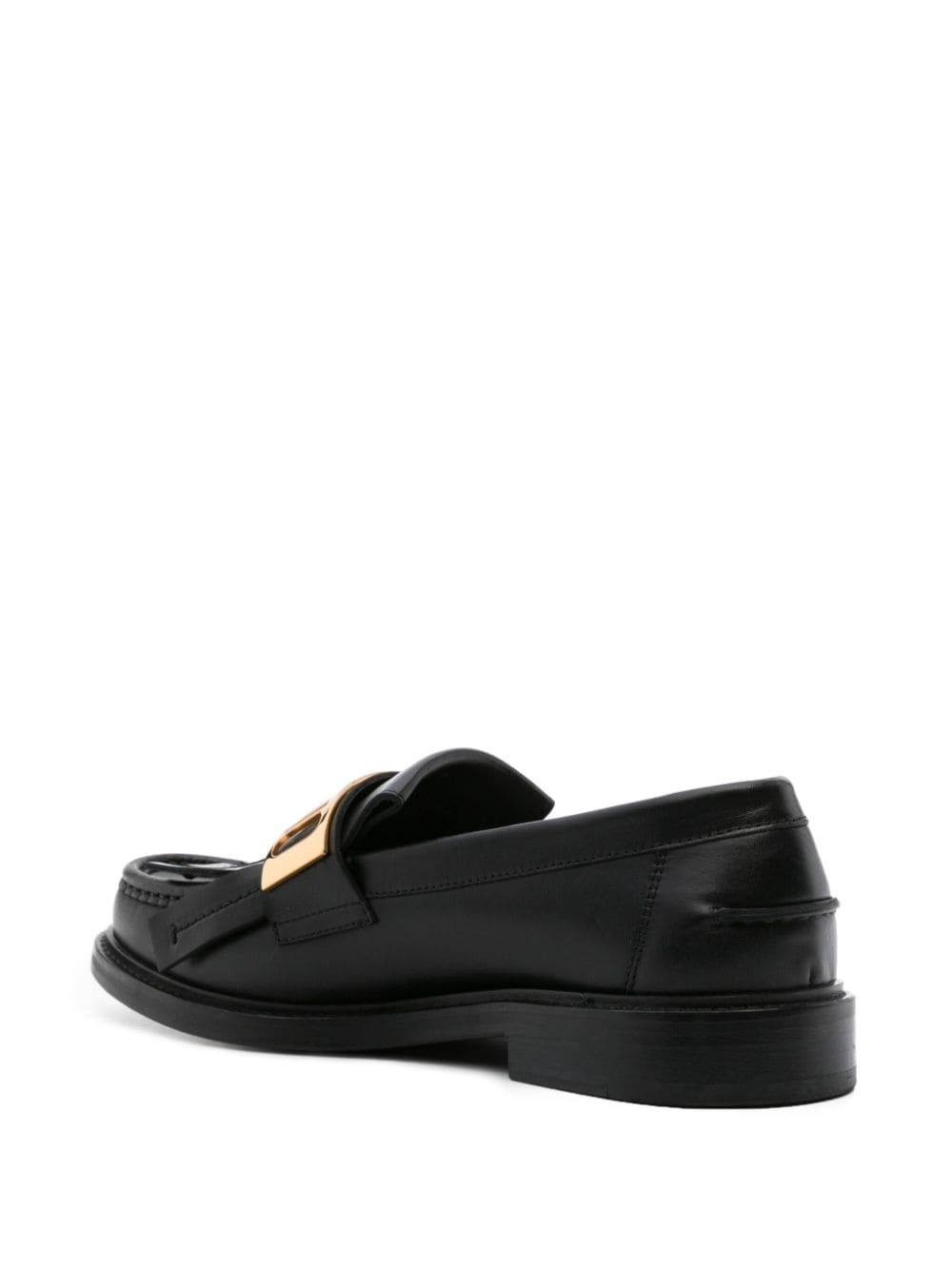 logo-plaque leather loafers - 3