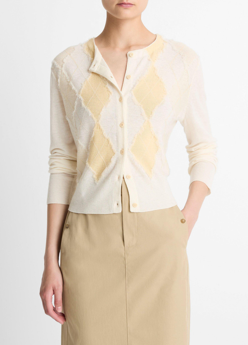 Hand-Cut Argyle Wool-Blend Cardigan 1