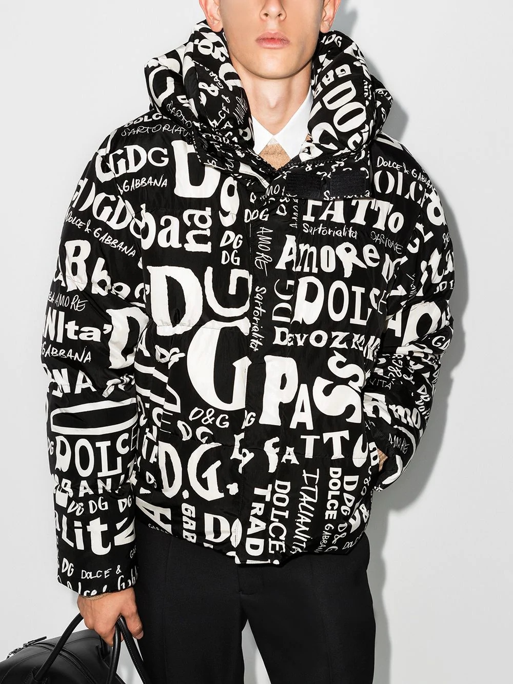 slogan print padded jacket - 2