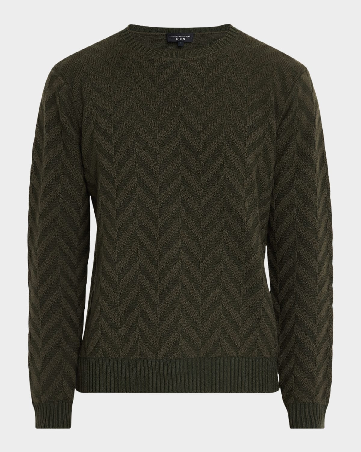 Men's Wool Jacquard Chevron Crewneck Sweater - 1