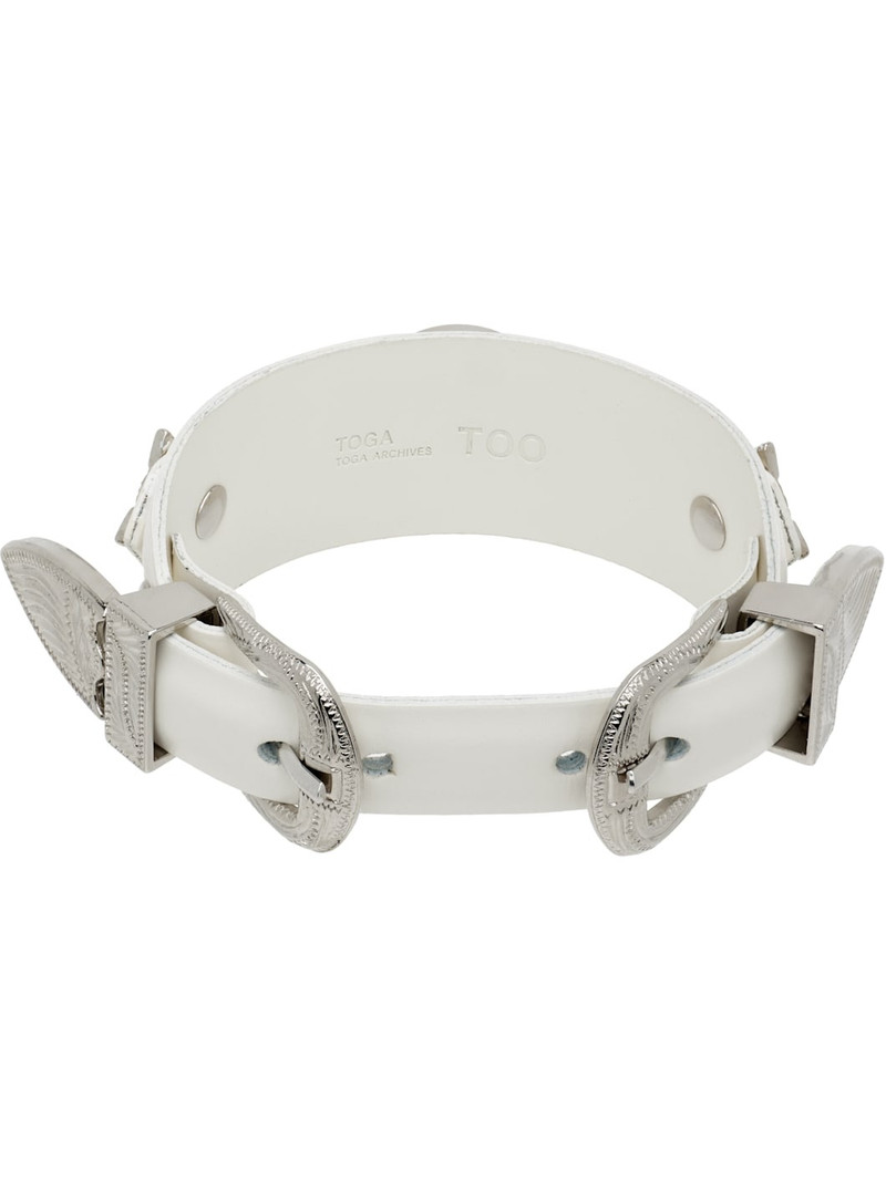 TOGA PULLA Double Buckle Leather Bangle Bracelet outlook