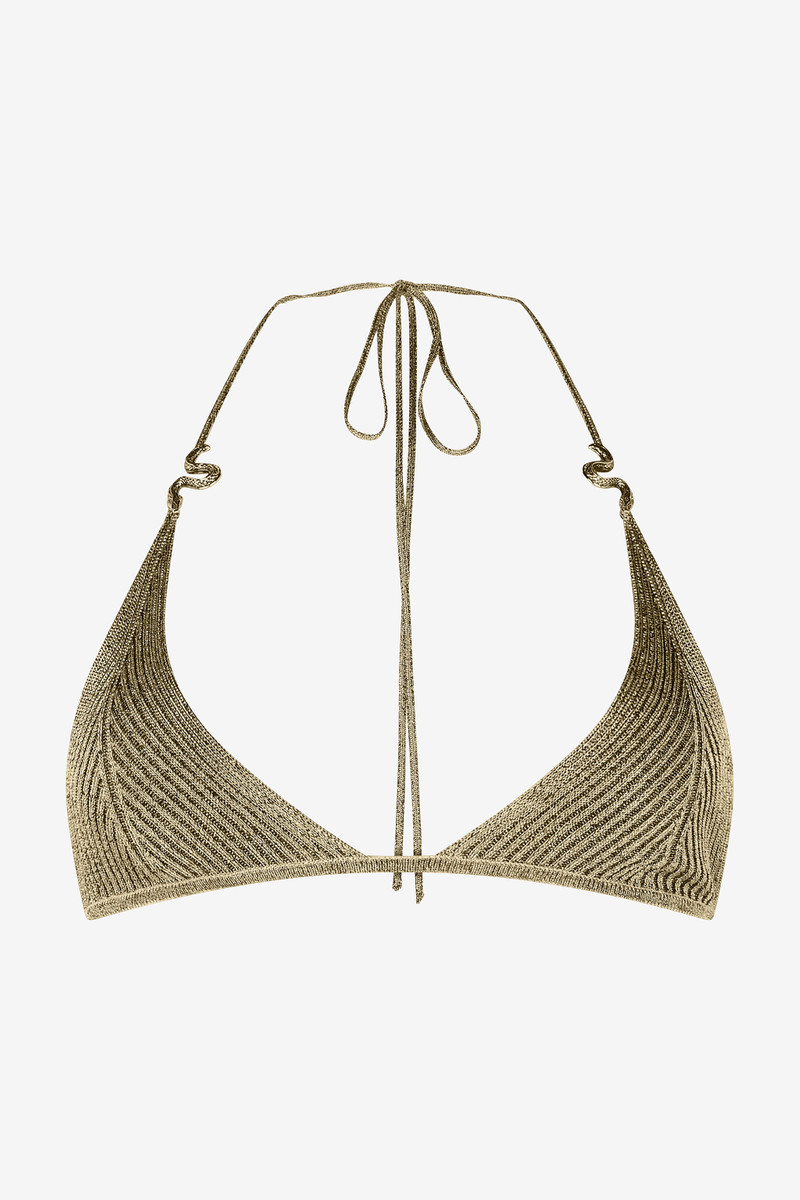 Ribbed Black and Gold Bralette with Serpents 1
