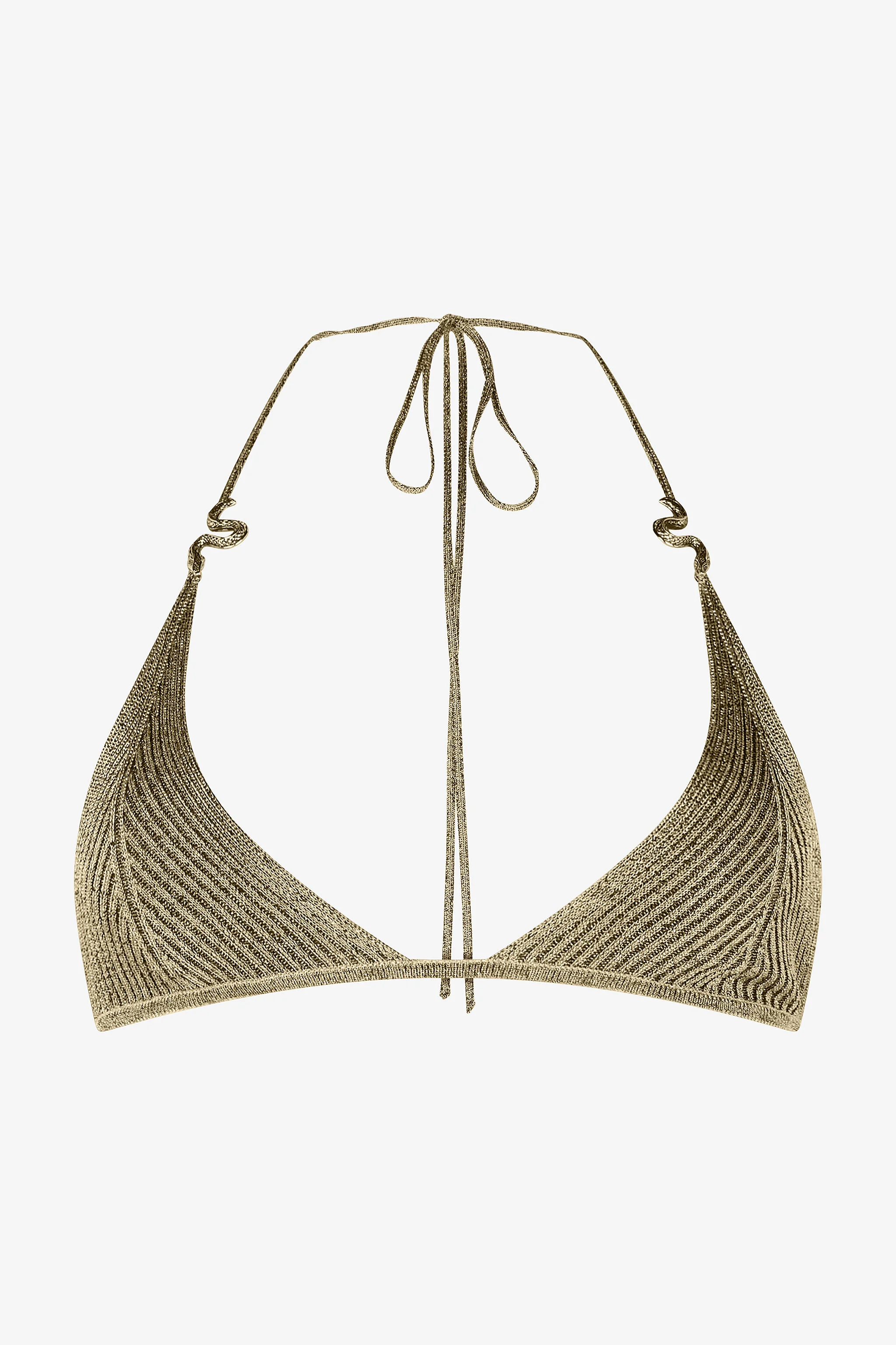 Ribbed Black and Gold Bralette with Serpents - 1