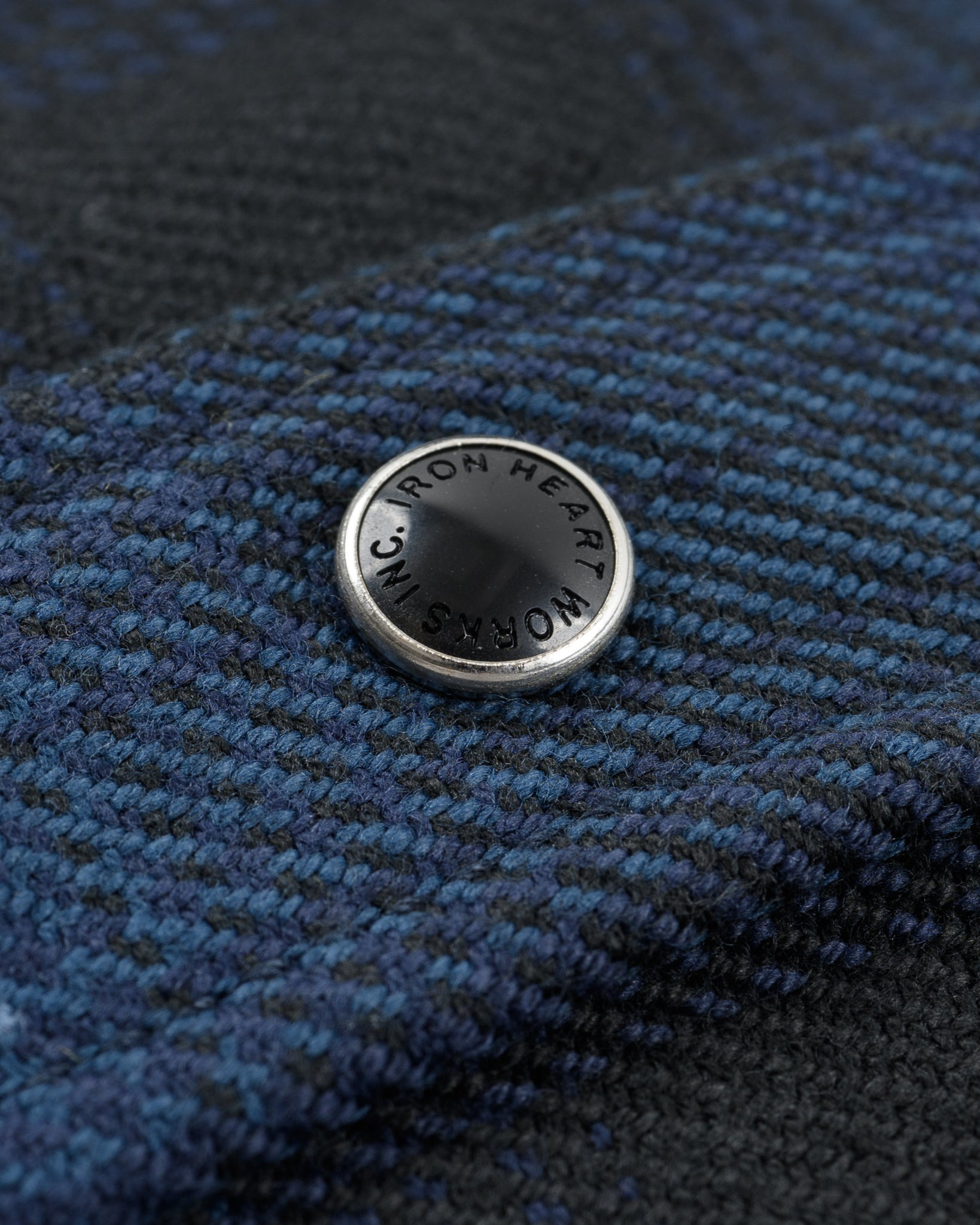 IHSH-264-NAV Ultra Heavy Flannel Ombré Check Western Shirt - Navy/Black - 15