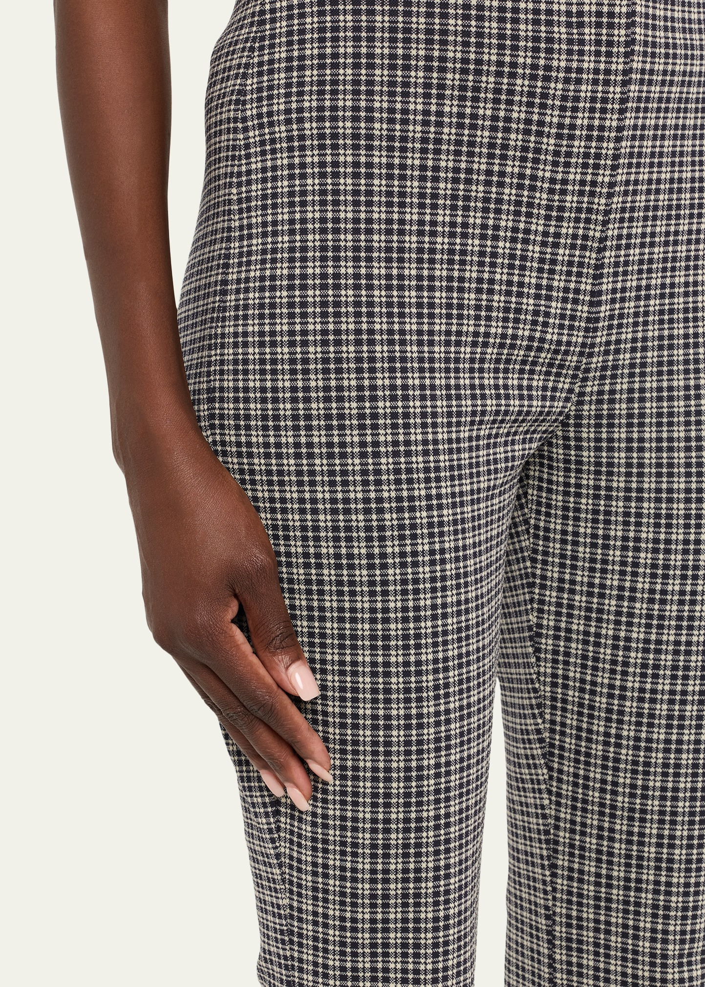 Plaid High-Rise Kick-Flare Pants - 5