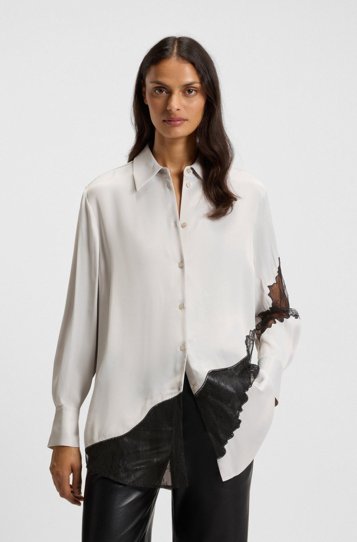 REGULAR-FIT BLOUSE WITH LACE DETAILS - 2