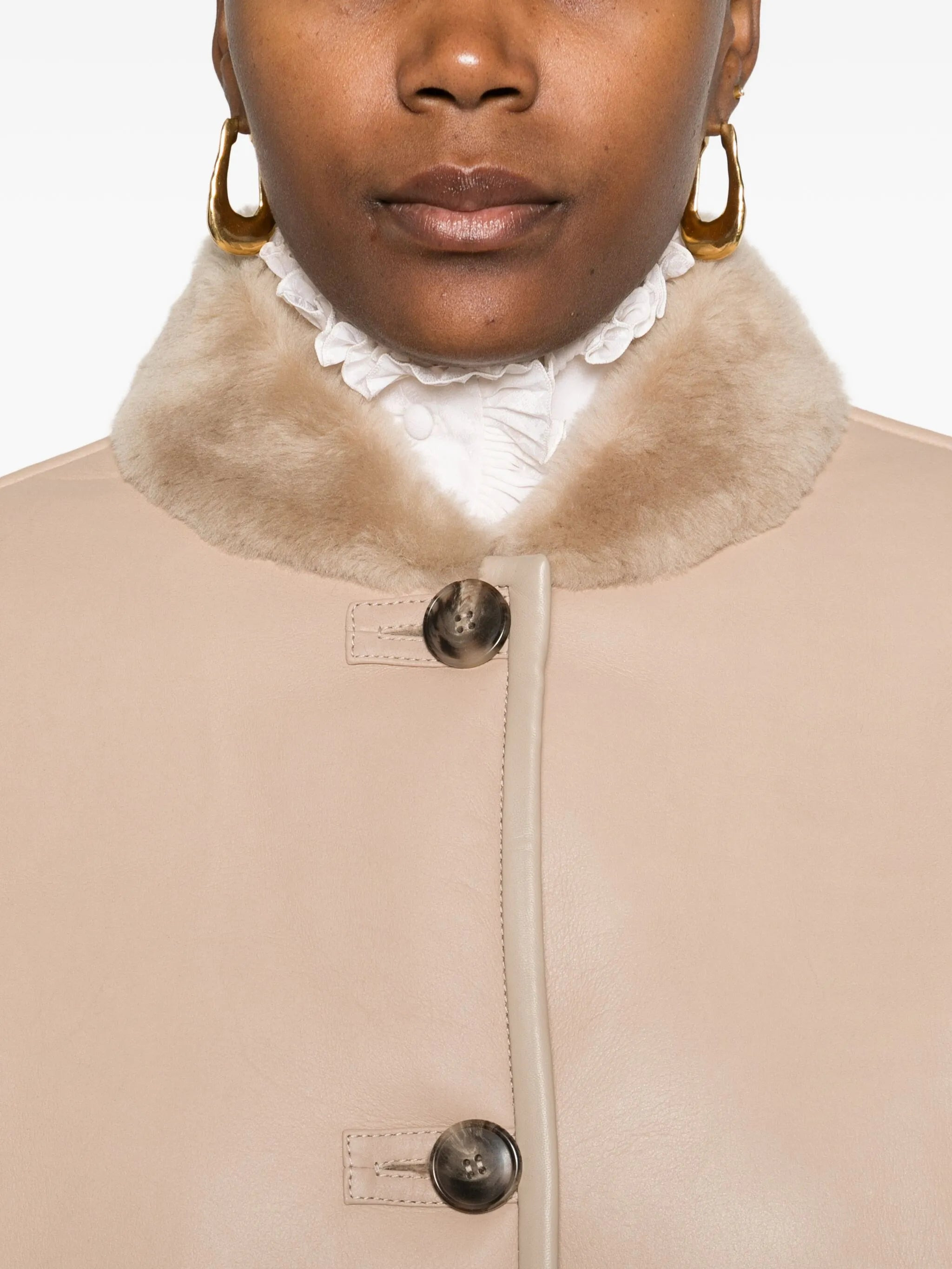 Yves Salomon Fur-collar Buttoned Coat - 6