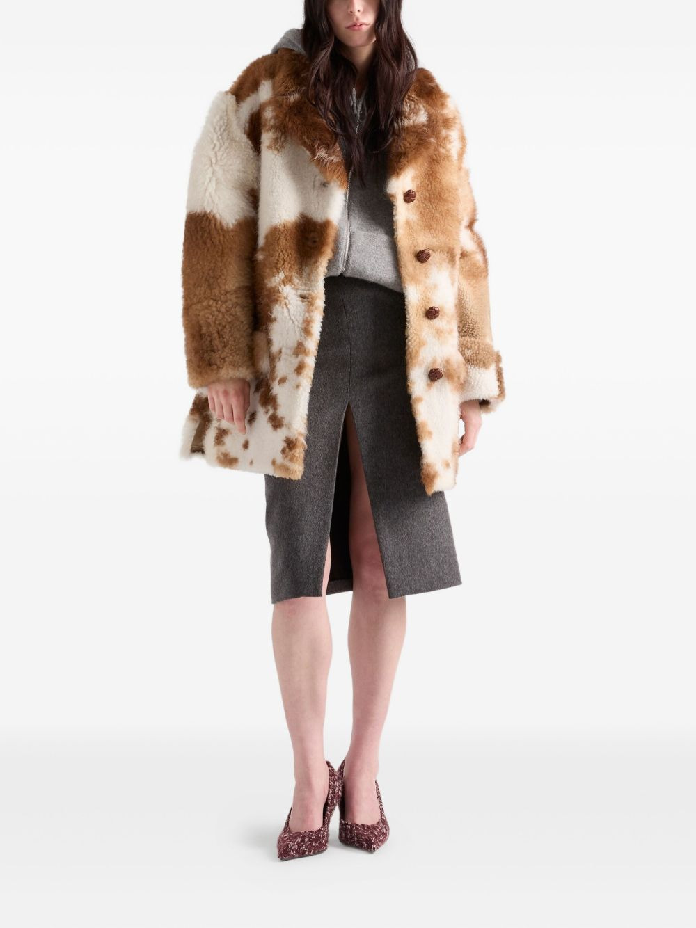 front-slit wool mini skirt - 2