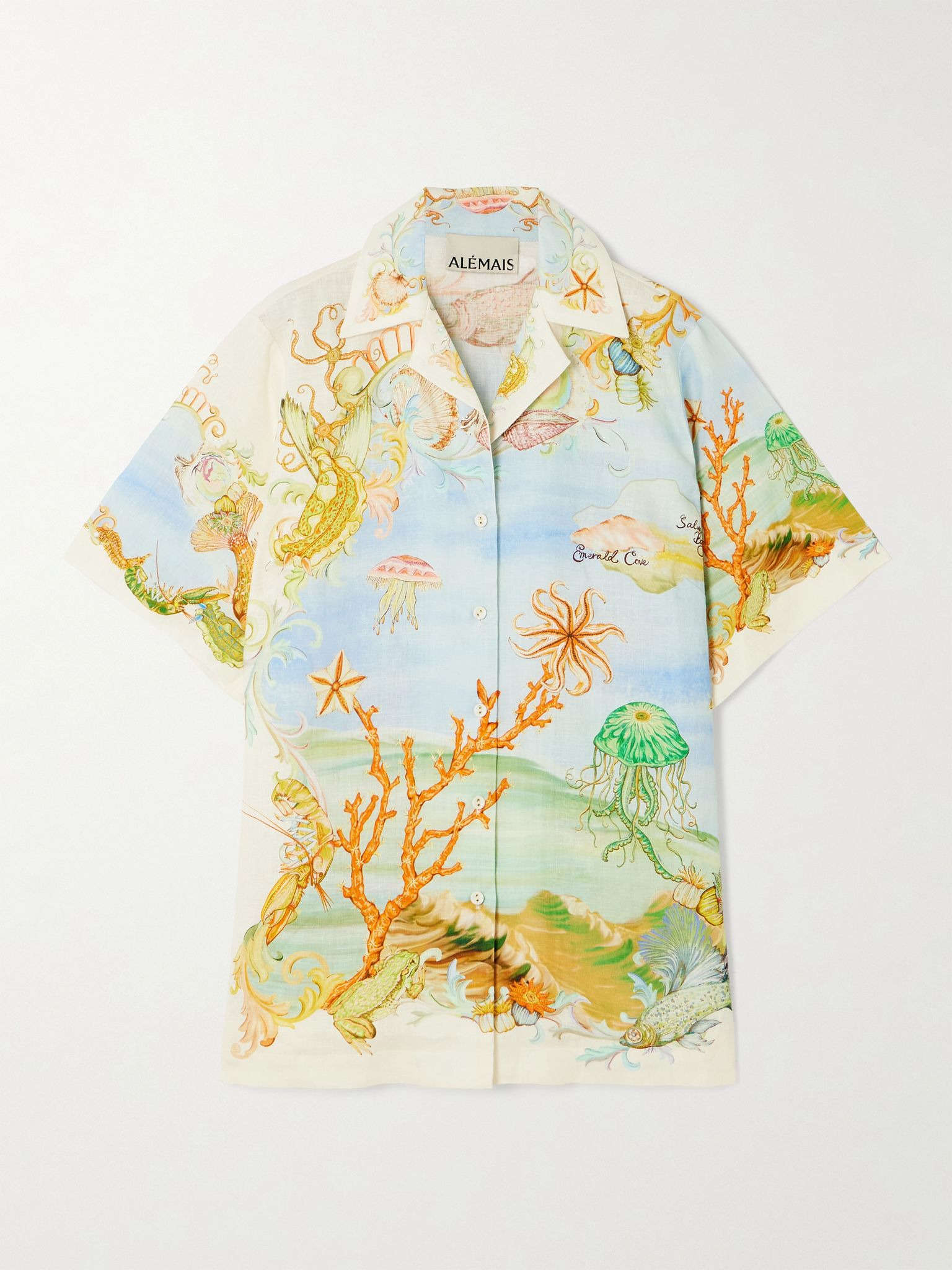 + Sam Pauletto Emerald Cove printed linen-gauze shirt Blue - 1
