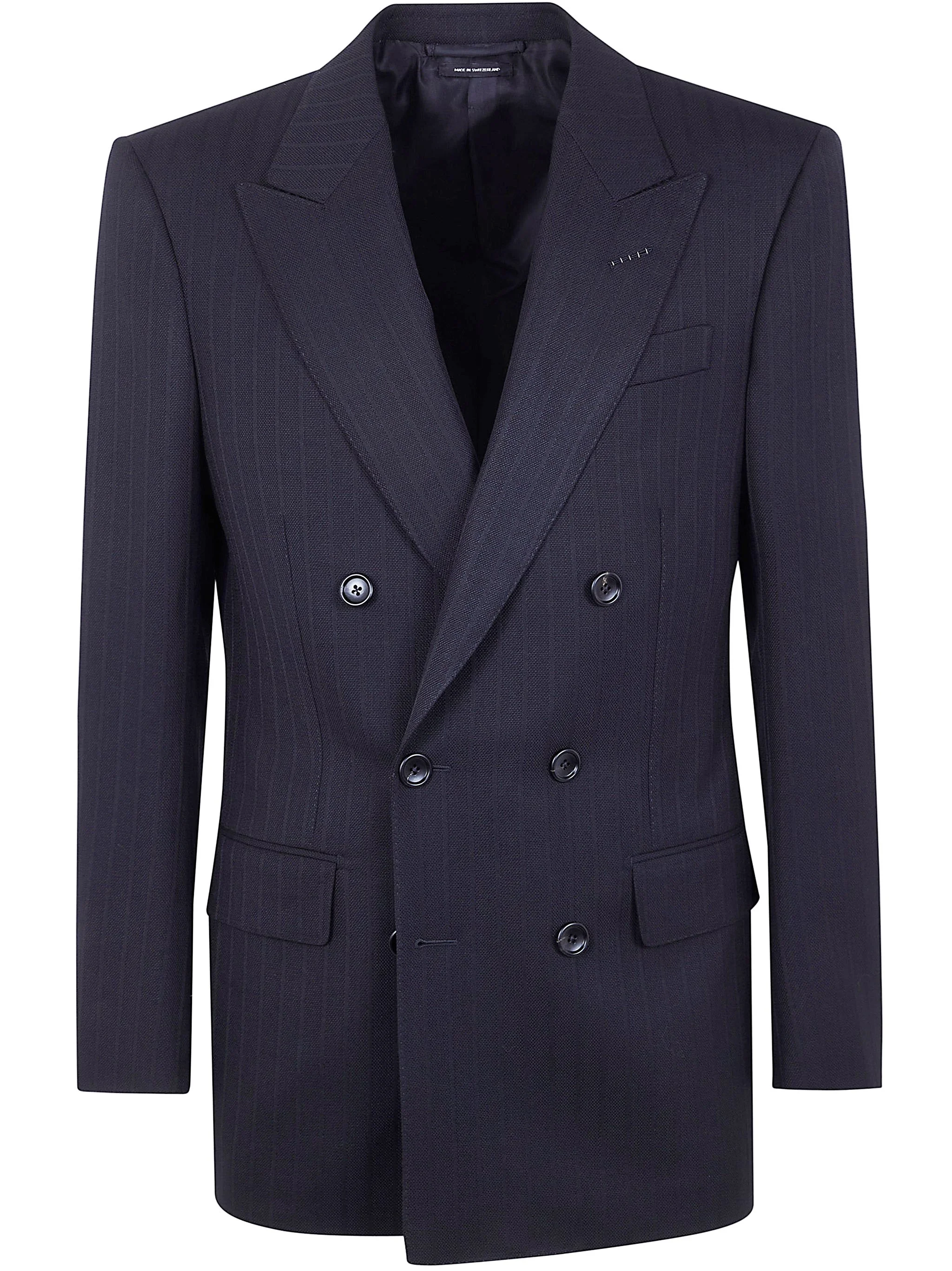 Solid Satin Stripe Double Breasted Jacket - 1