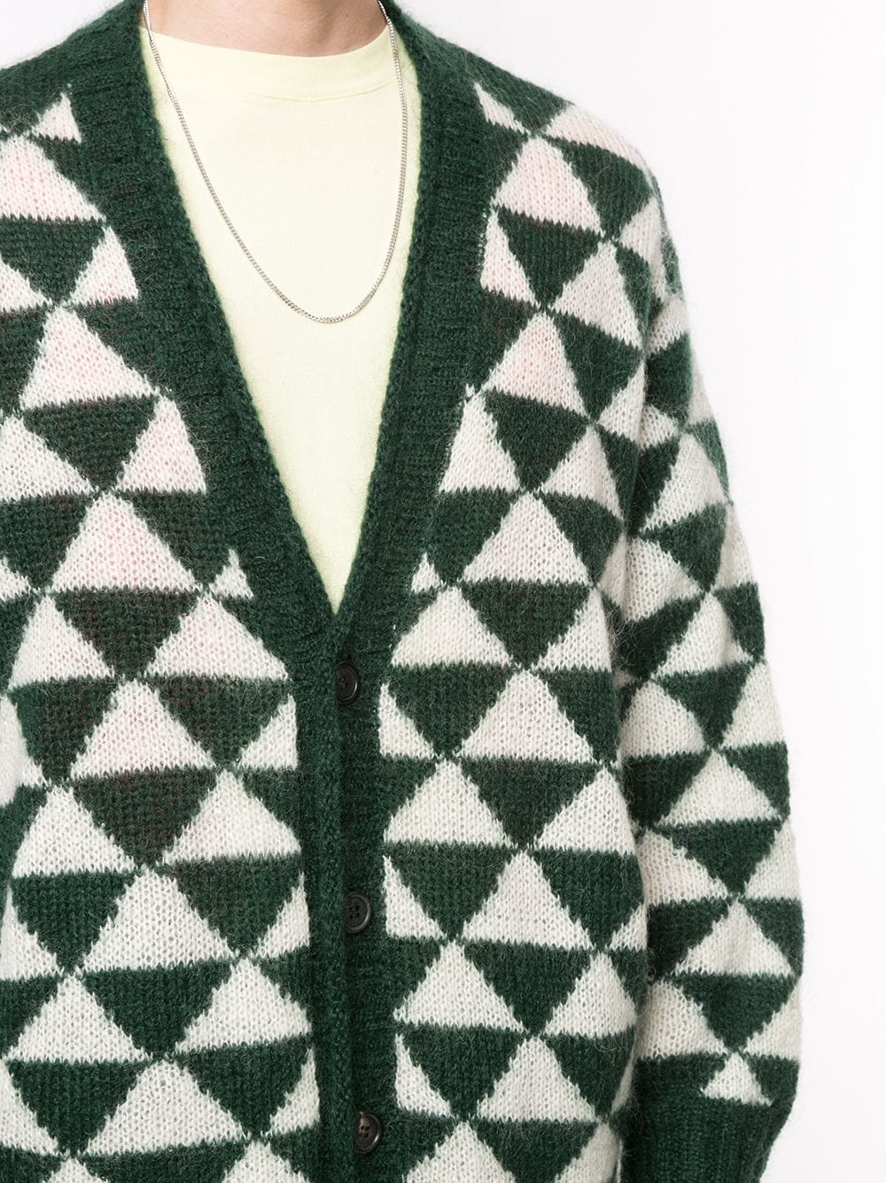 two-tone chevron mohair cardigan - 5