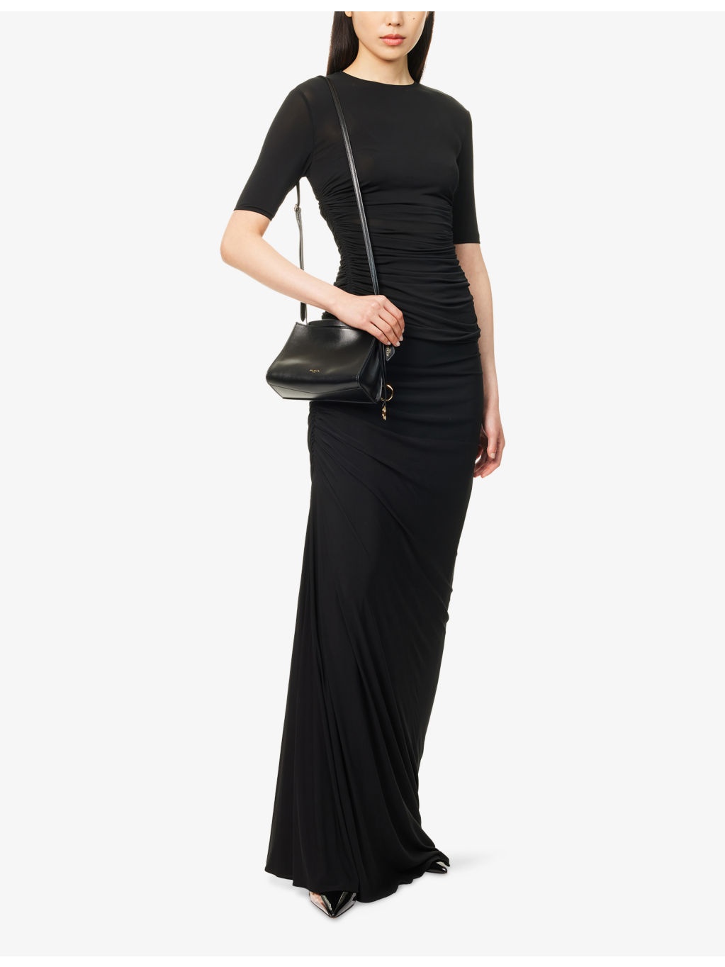 Ruched High-Waist Stretch-Woven Maxi Skirt - 2