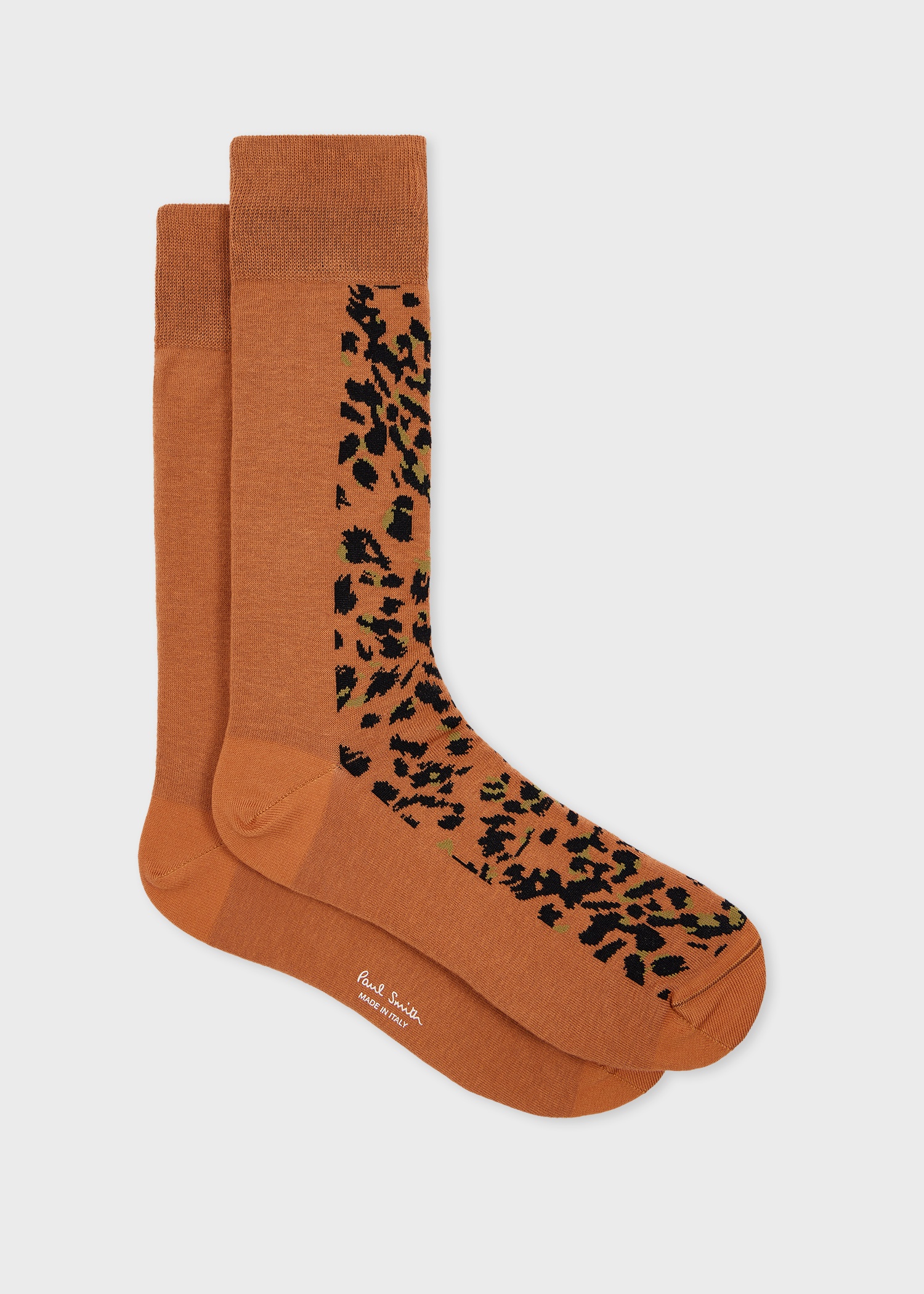 Brown Cotton-Blend Leopard Socks - 1