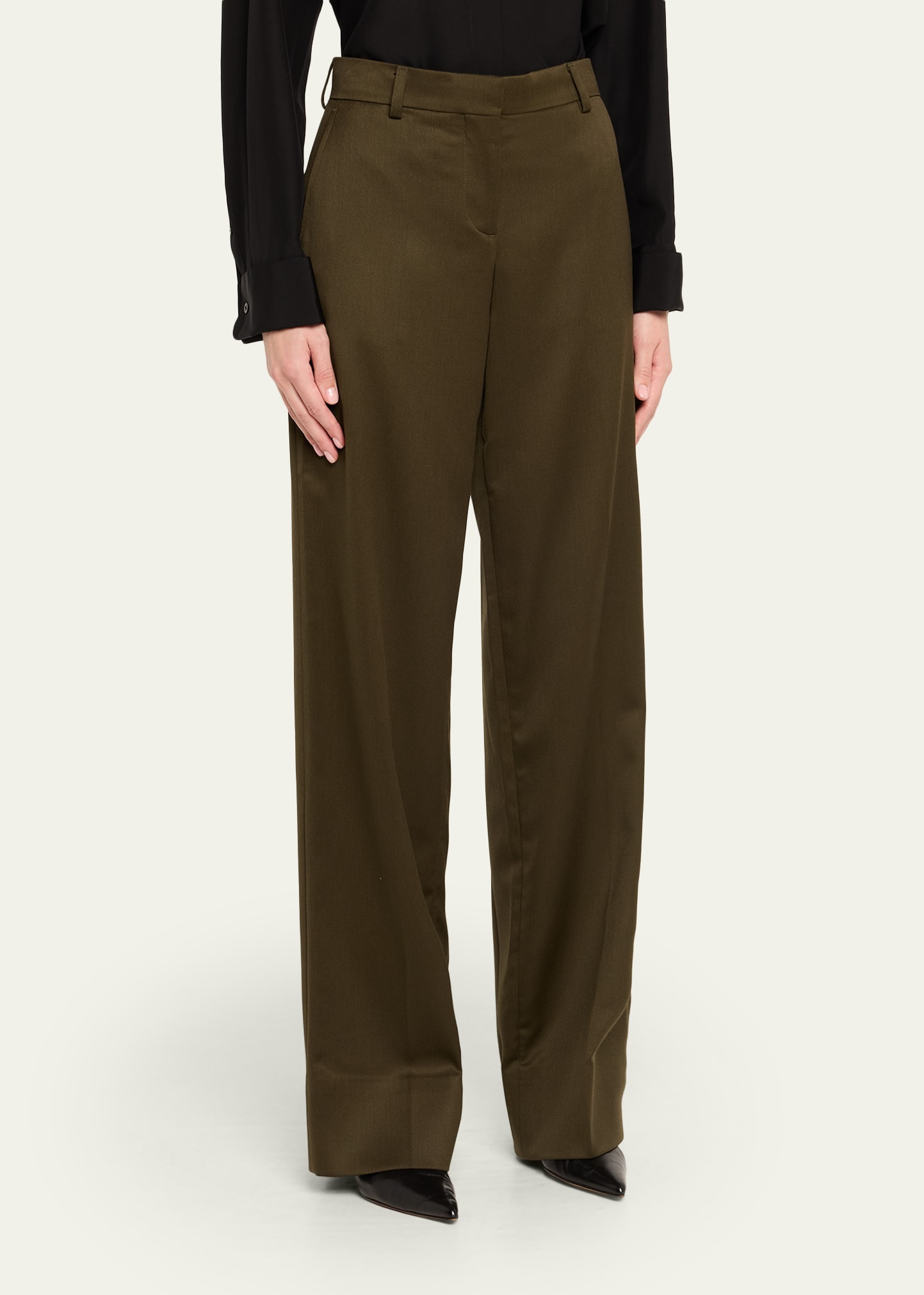 Tailored Wool Wide-Leg Trousers - 4