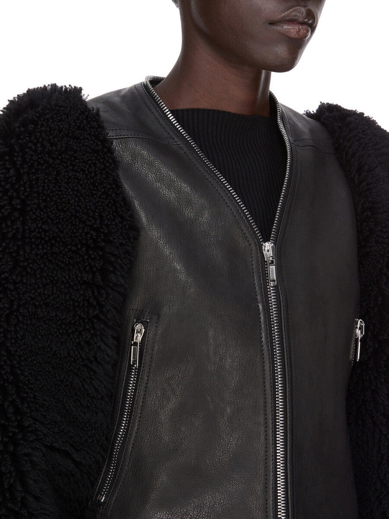 Giacca In Montone E Pelle Imbottita Black 4