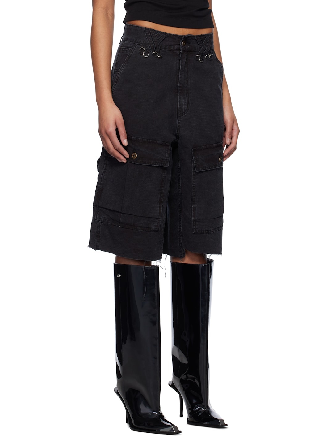 Black Military Vintage Shorts - 2