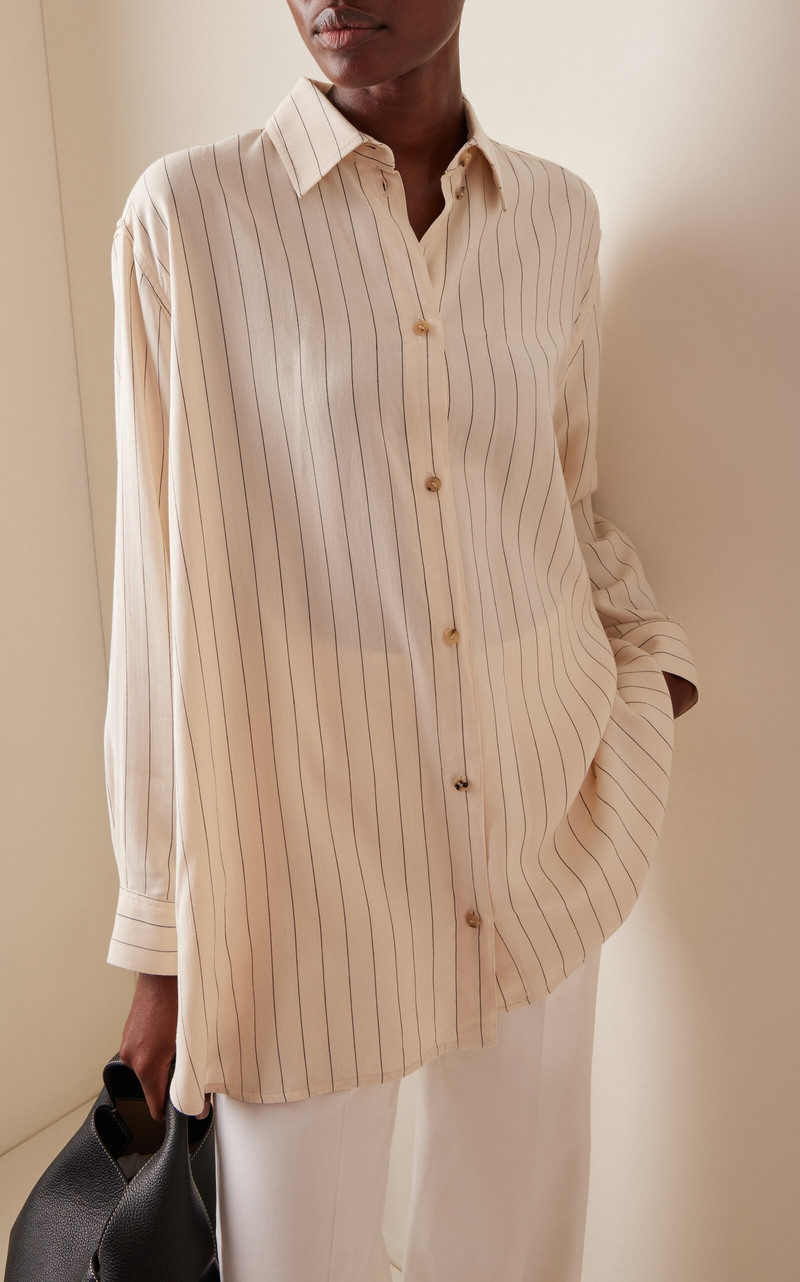 TOTEME Oversized Pinstriped Shirt white outlook