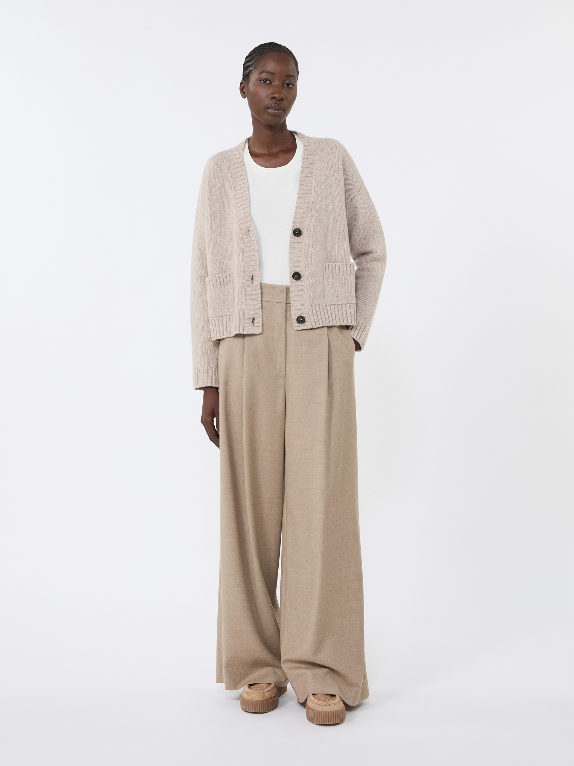 GLOBALE Wool flannel palazzo trousers - 2