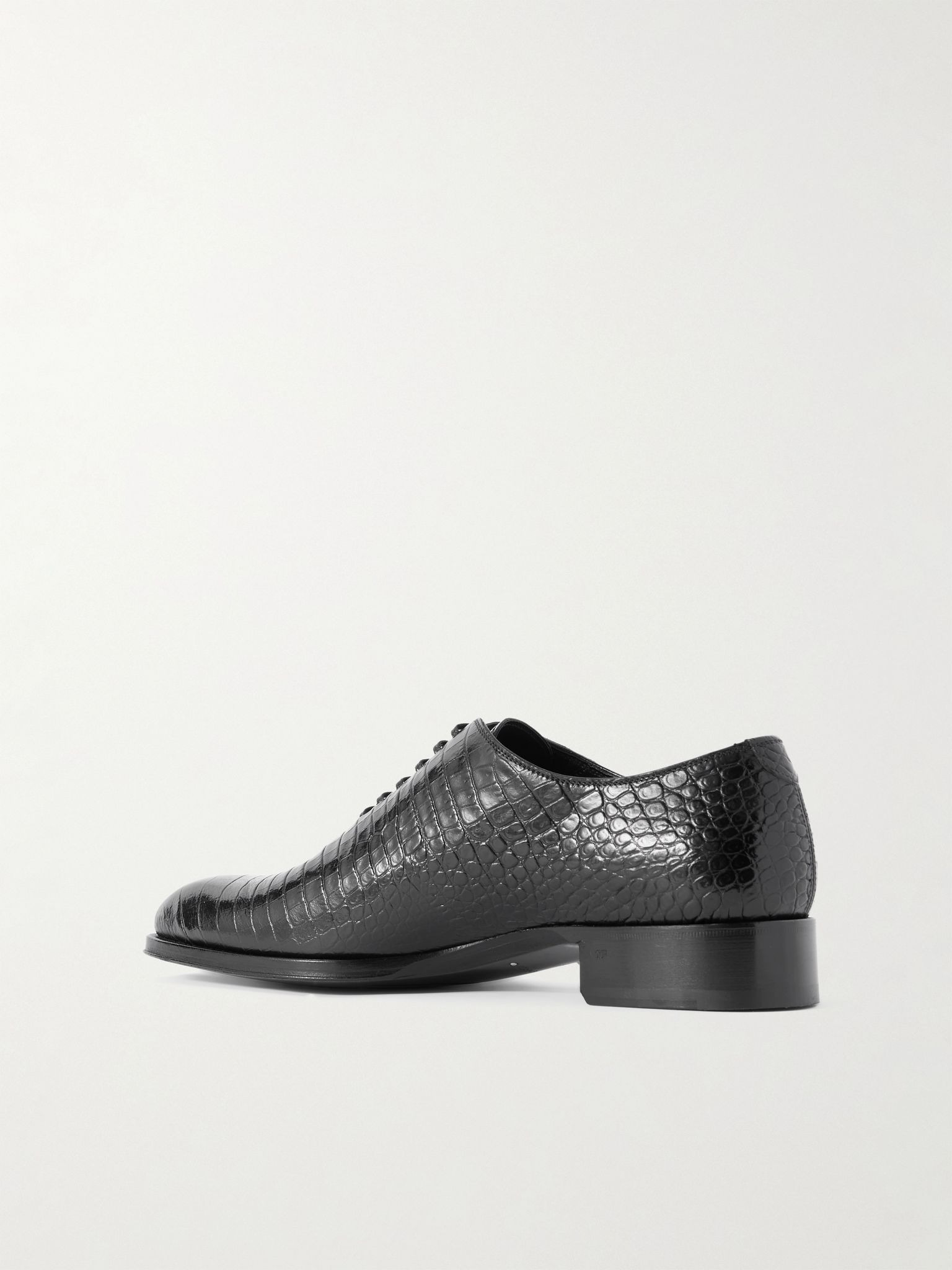 Elkan Croc-Effect Leather Oxford Shoes Black - 4