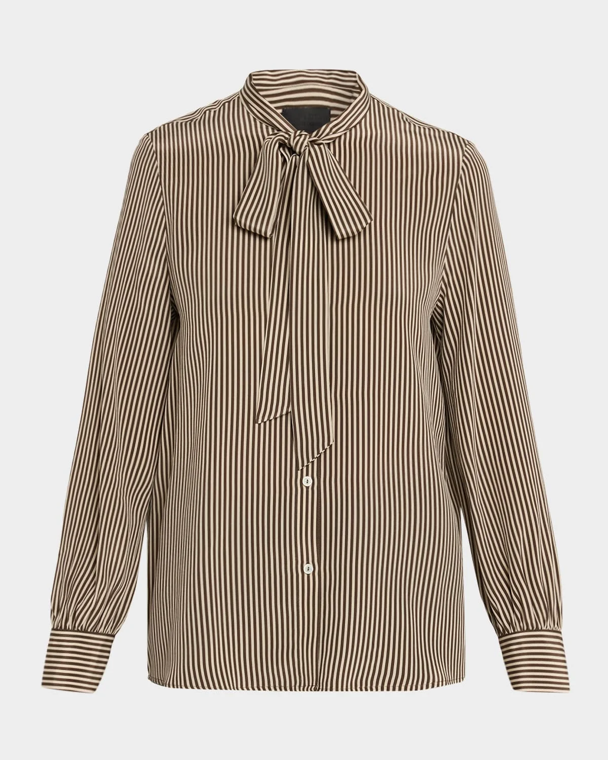 Irina Striped Neck-Scarf Silk Shirt - 1
