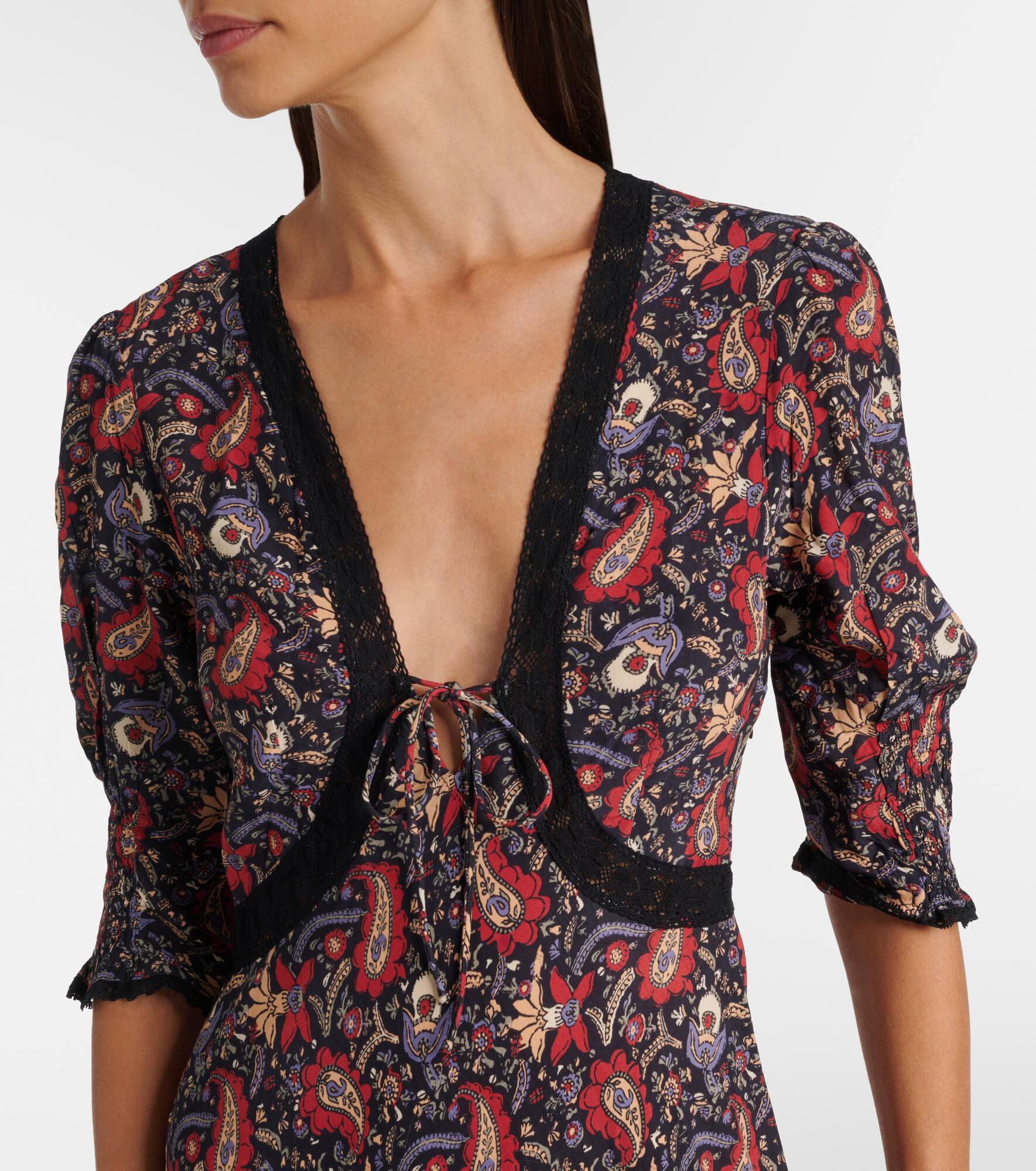 Amina floral crêpe de chine midi dress - 4