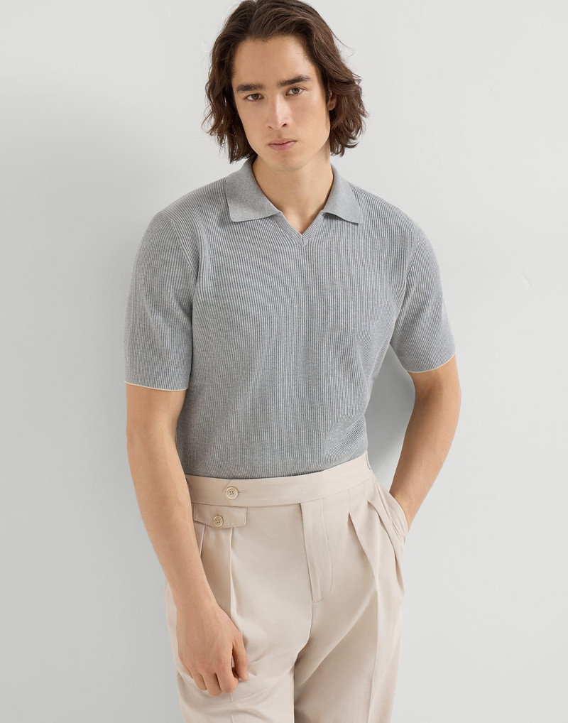 Cotton English rib knit polo 5