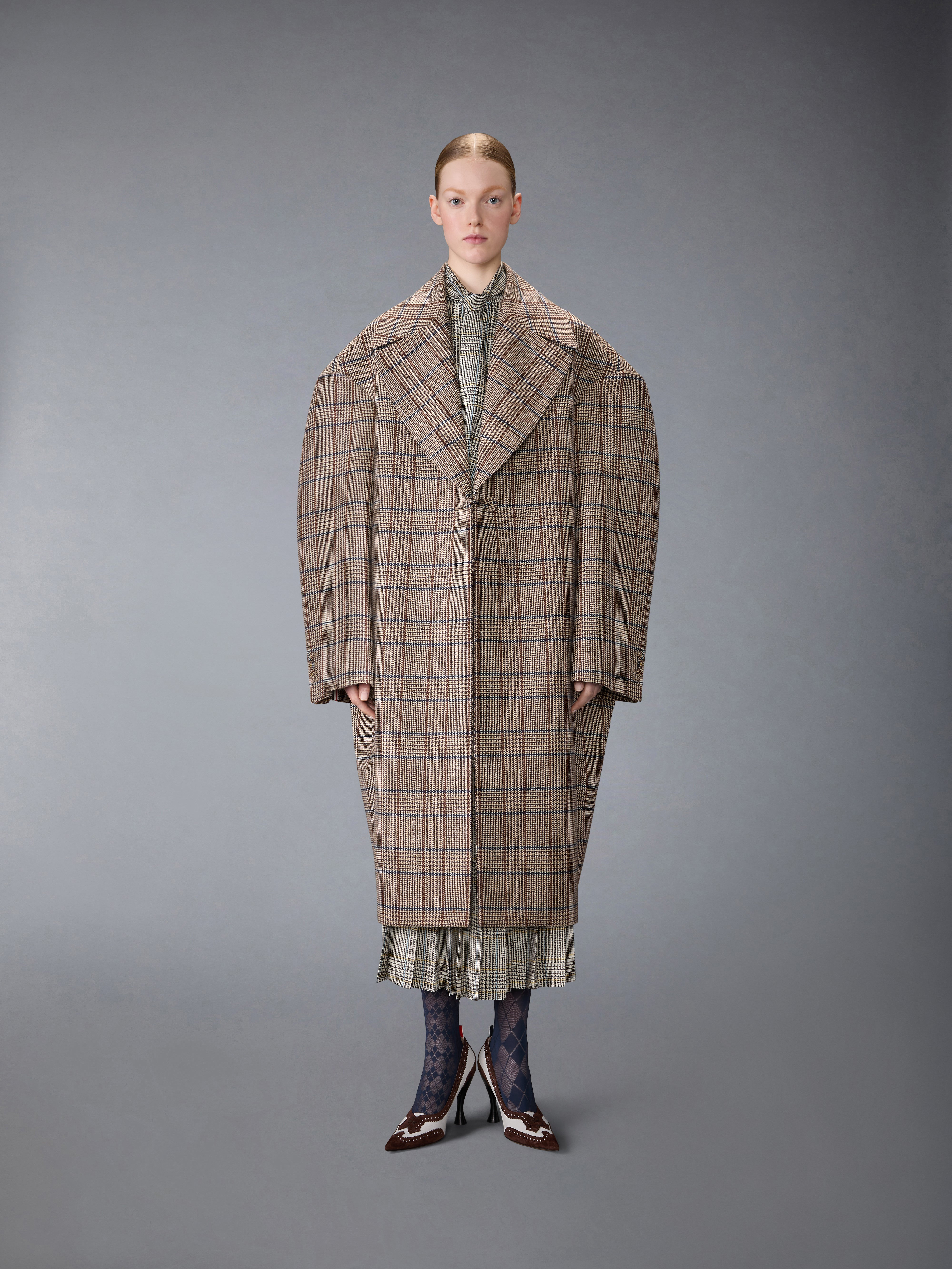 HUNTING TWEED SILK TWILL PLEATED SKIRT - 5