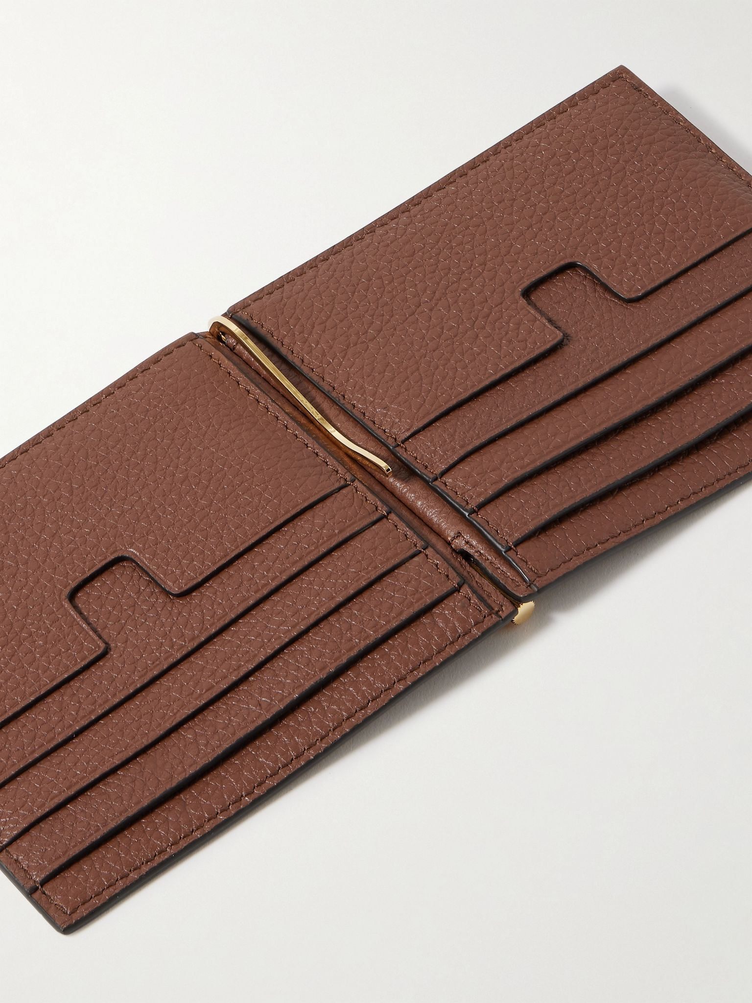 Full-Grain Leather Billfold Wallet with Money Clip Brown - 4