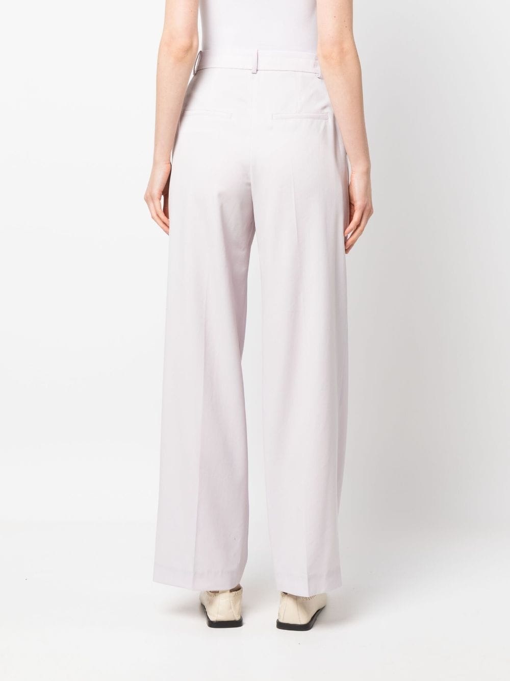 pleat-detail cotton tailored trousers - 4
