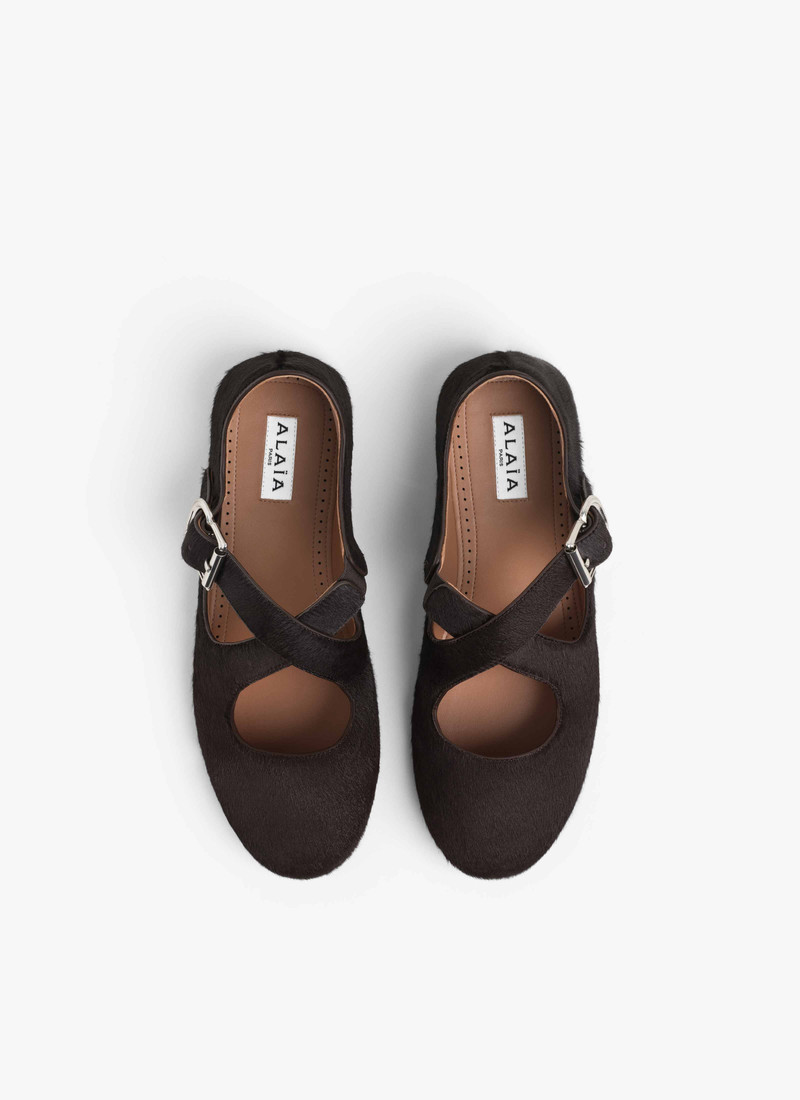 Alaïa CRISS CROSS BALLET FLATS IN HAIRCALF outlook