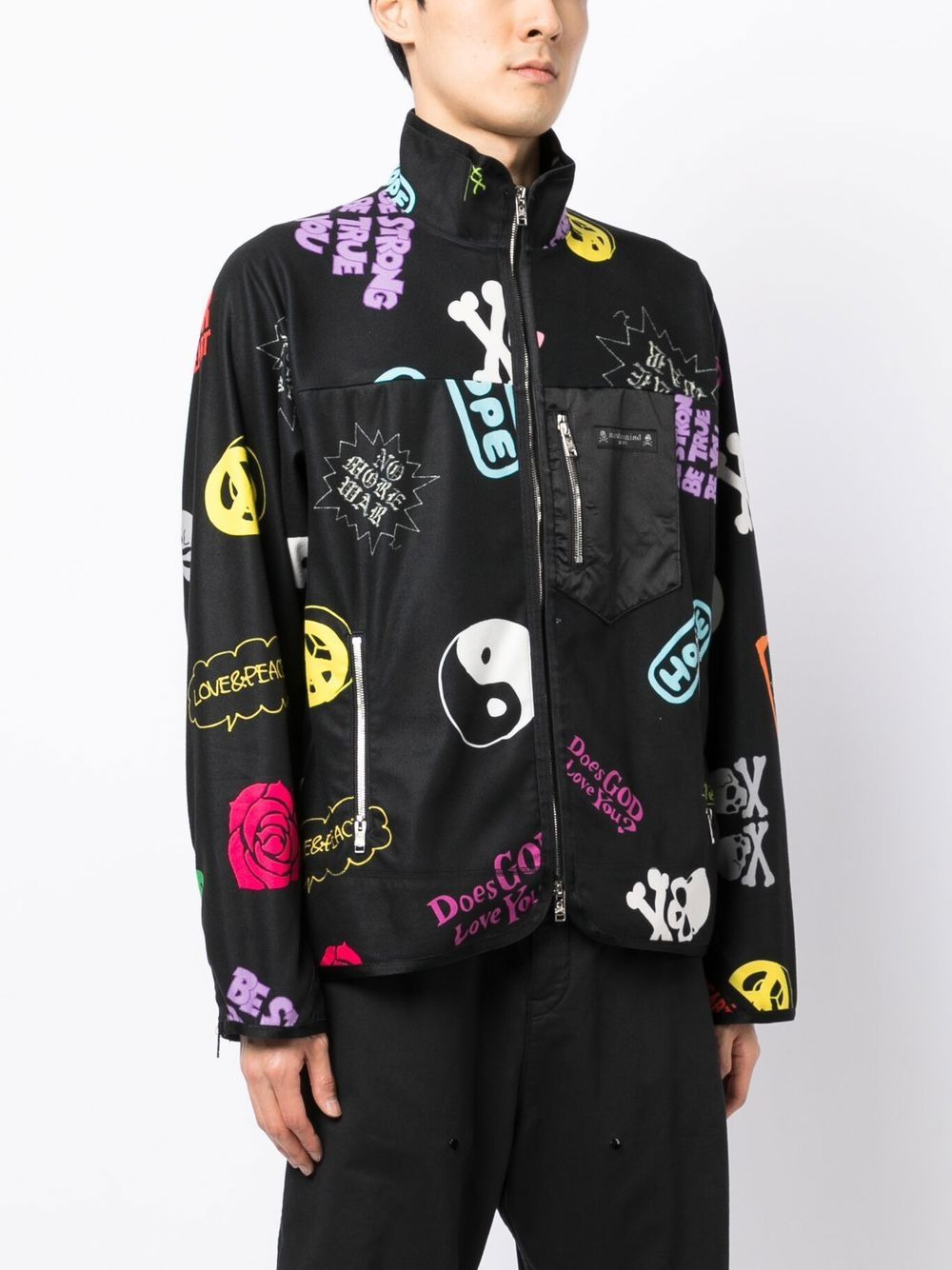 graphic-print zip-up bomber jacket - 3