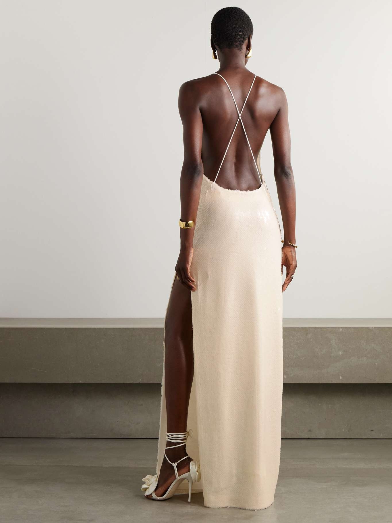 Open-back sequined tulle maxi dress - 3