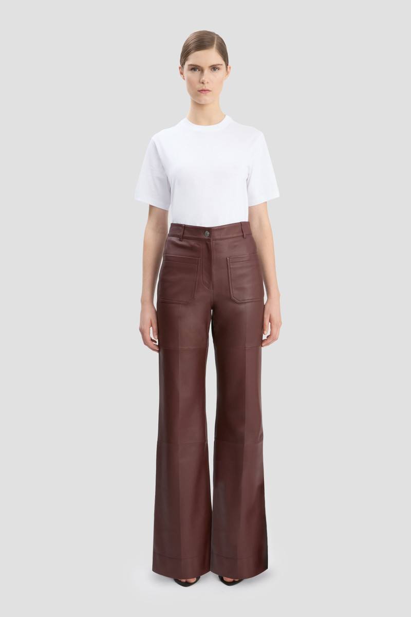 Victoria Beckham Leather Alina Trouser In Soft Burgundy Leather outlook
